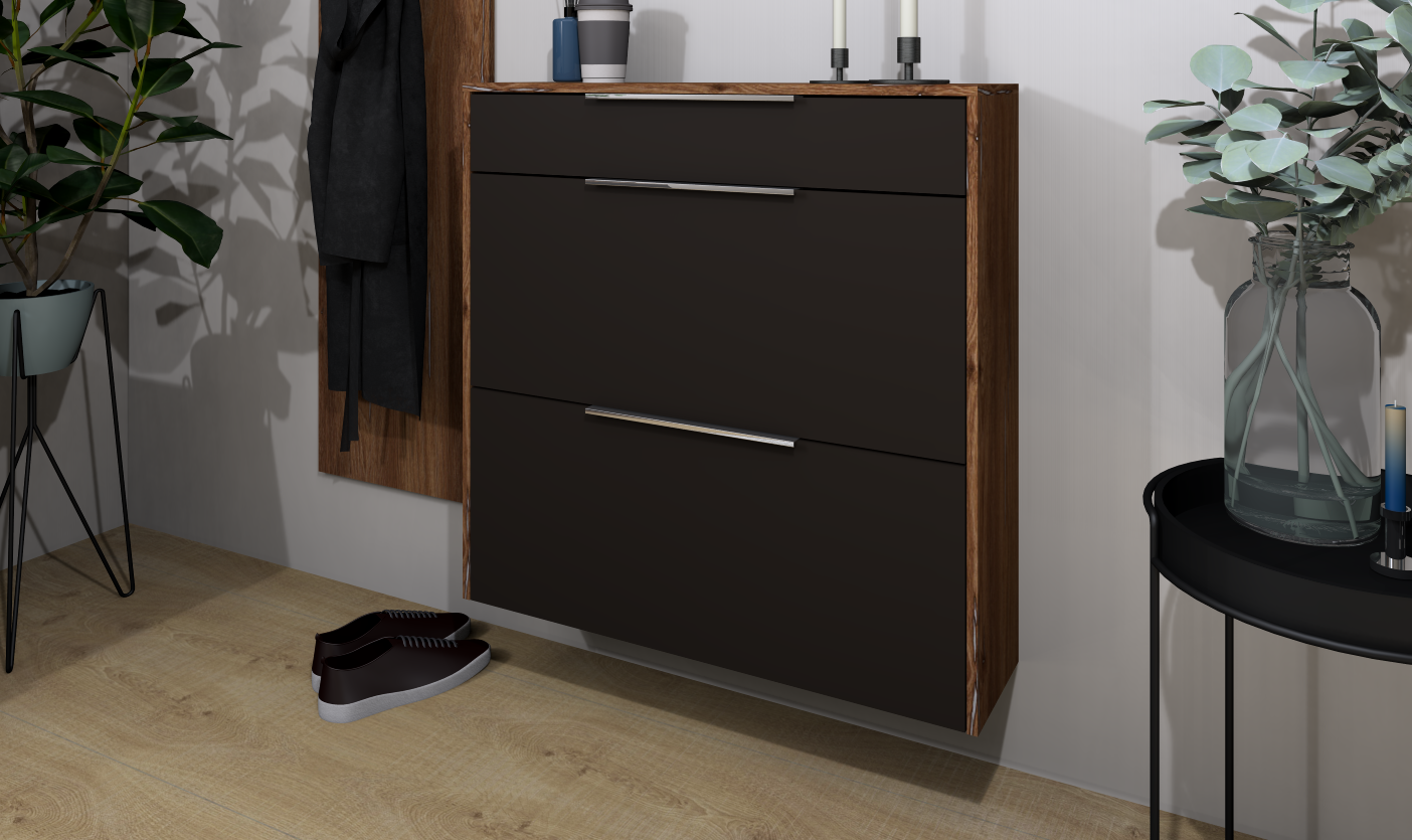 Schuhschrank Oliva zum Hängen in Eiche Vintage-Graphit