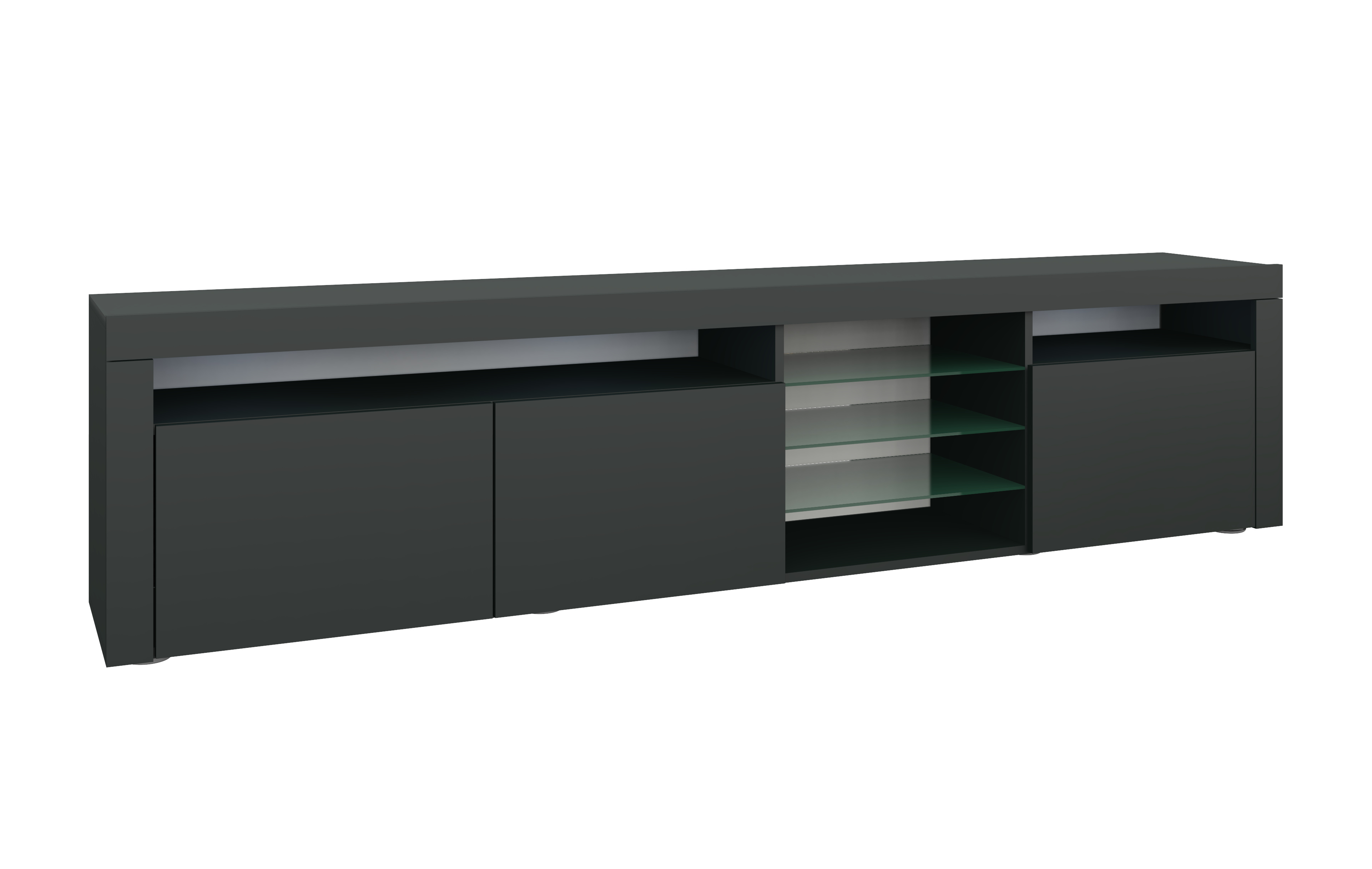 Lowboard Schwarz Matt 200 cm "Santa Fé" 