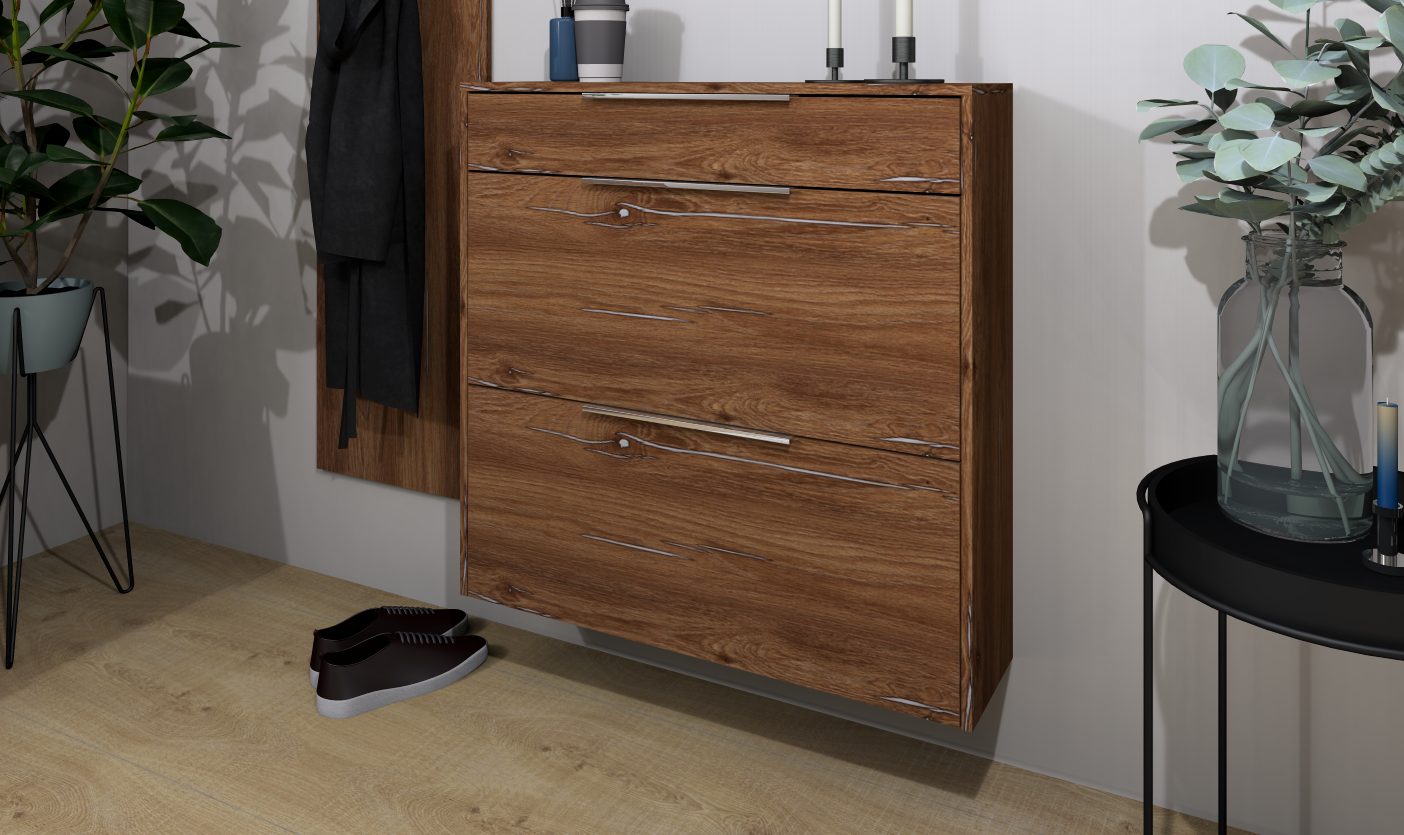 Schuhschrank Oliva zum Hängen in Eiche Vintage