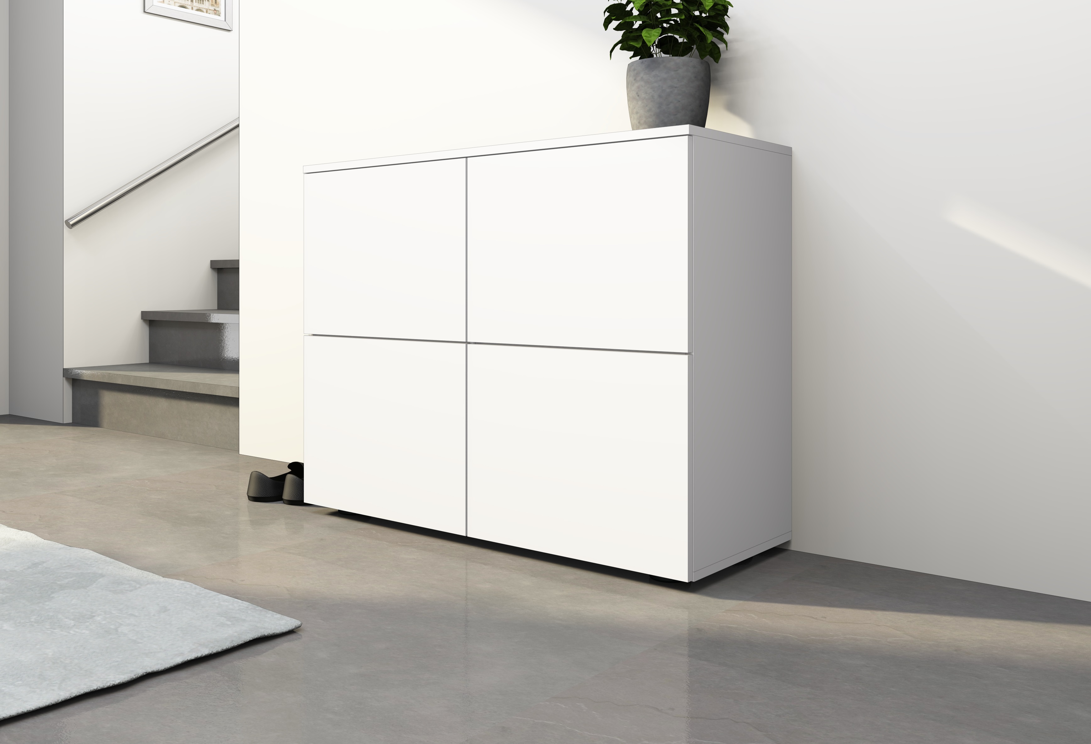 KOM-4T_weiss-matt_03 Kommode ROVA mit 4 Türen in Weiß Matt