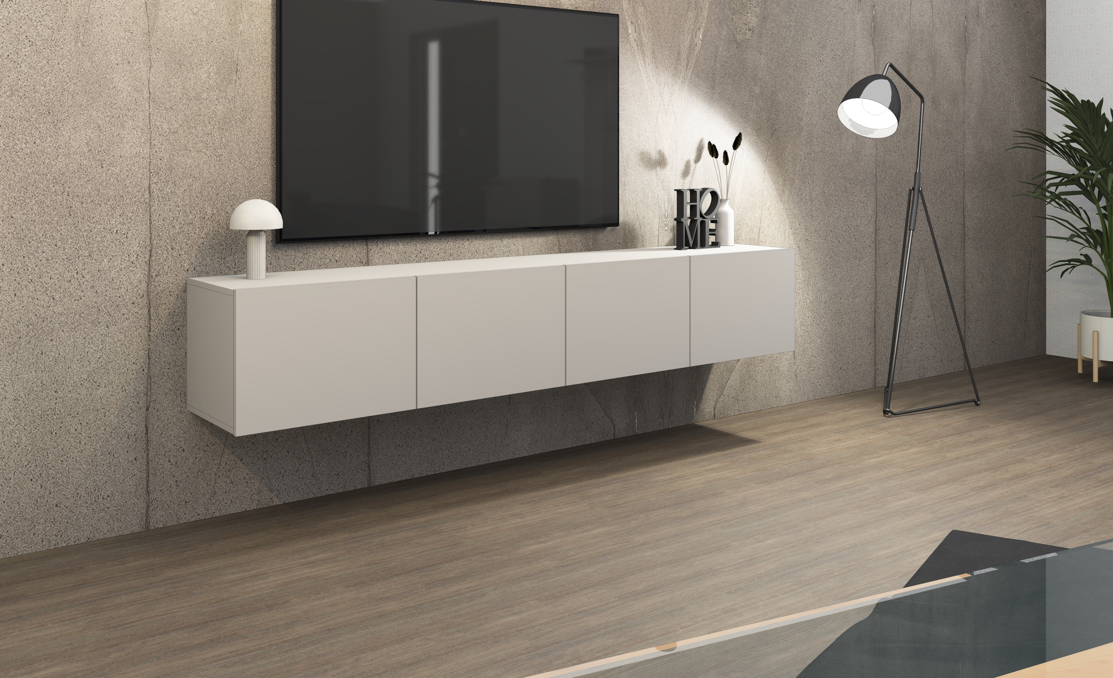 Lowboard Sophia 200 cm mit 4 Türen in Kaschmir