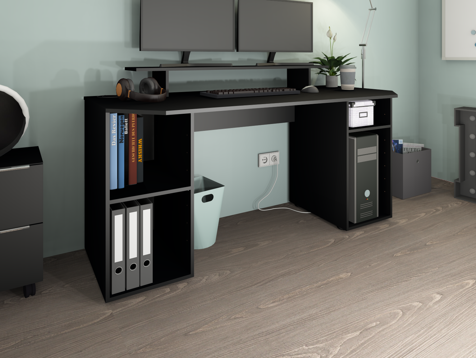 706400350_2 Schreibtisch Schwarz "Tippy" 160 cm