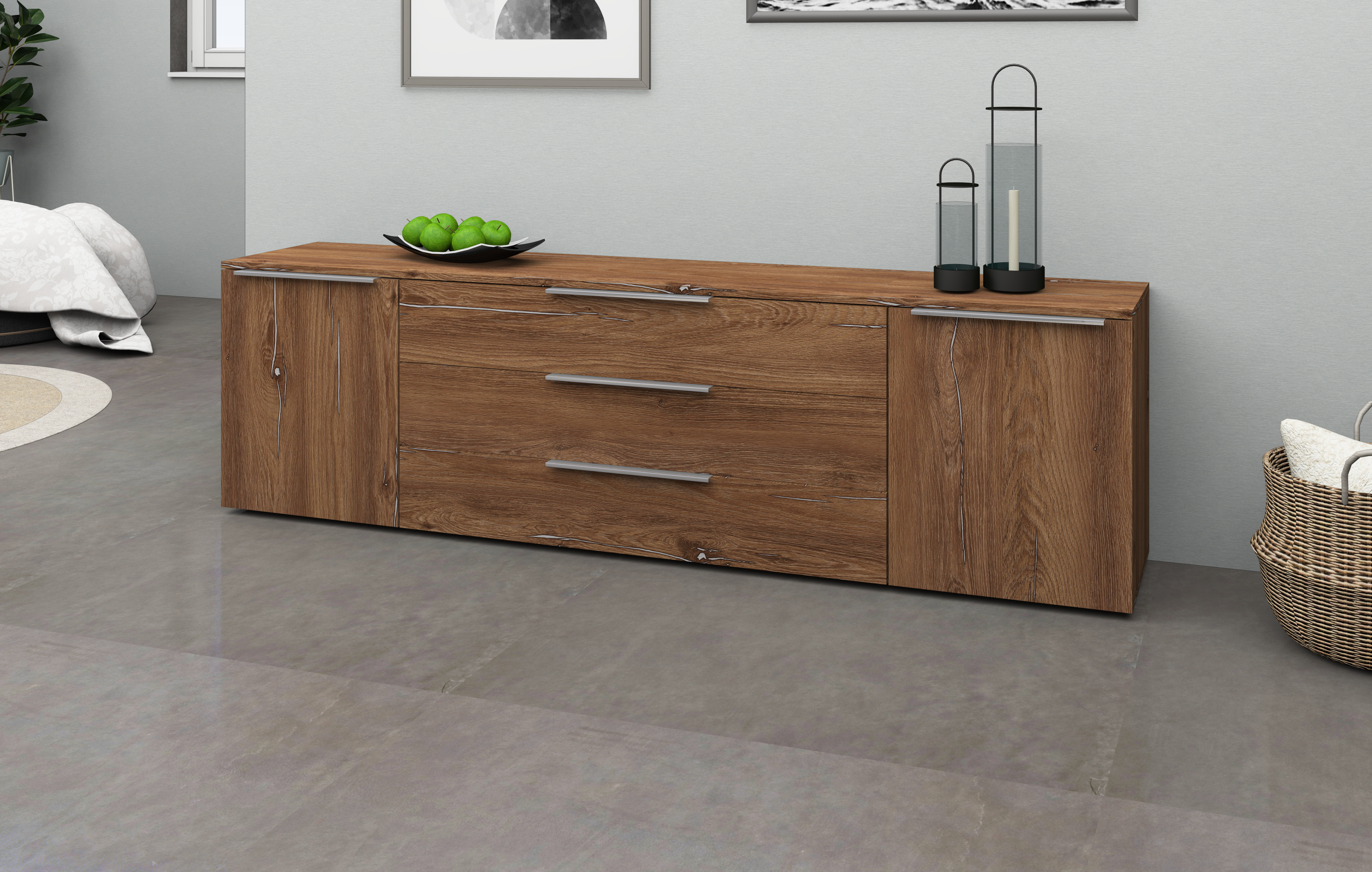 23066543_SB-200_h-ngend_vintage-eiche_6bt8xpFVW3H39P Sideboard Eiche Vintage "Oliva" 200 cm zum Aufhängen