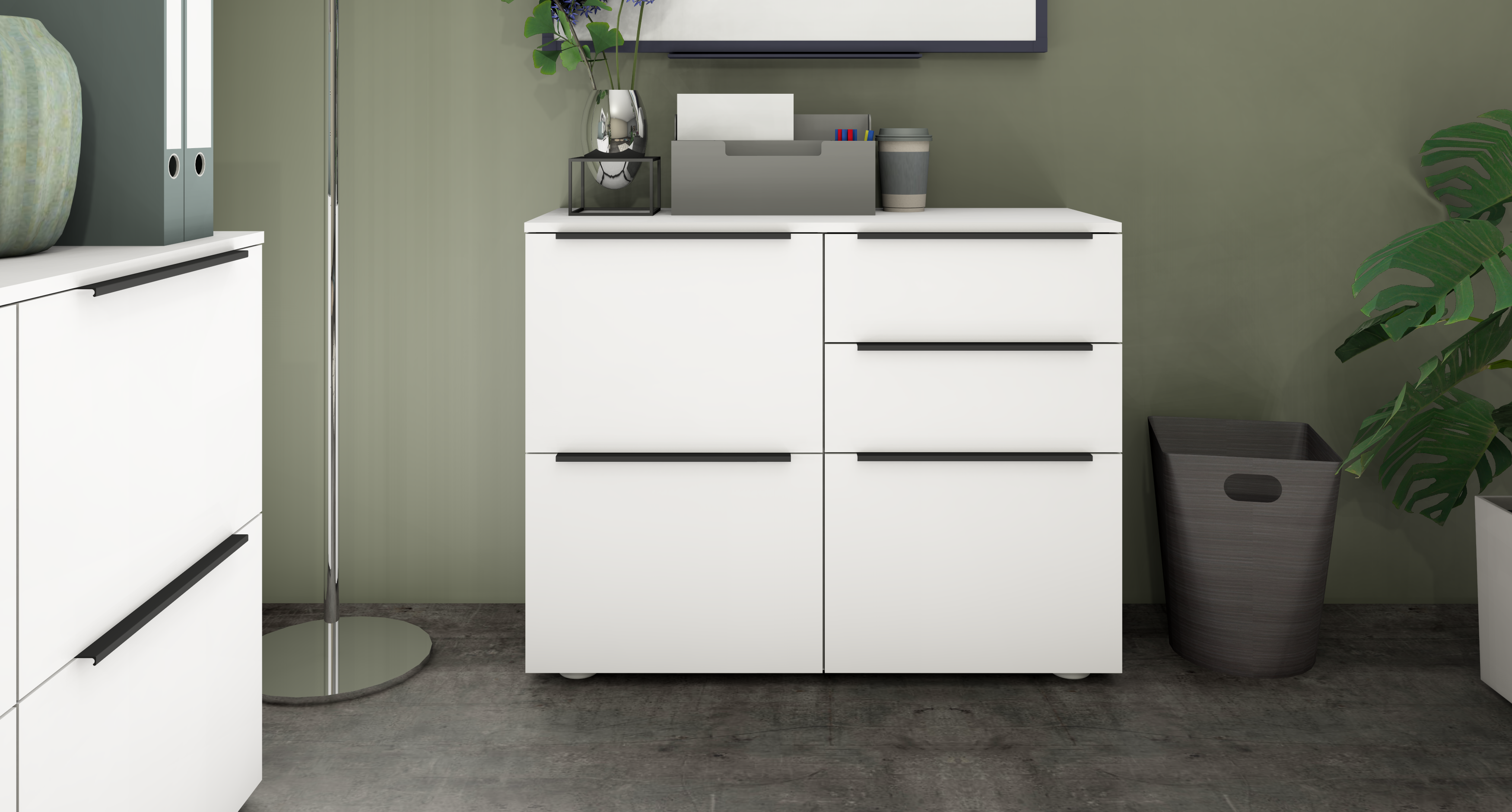 Kommode "Tom" 3-türig in weiß matt