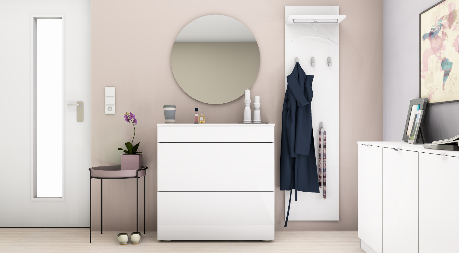 weiss-matt_4 Spiegel "Panama" rund 75 cm