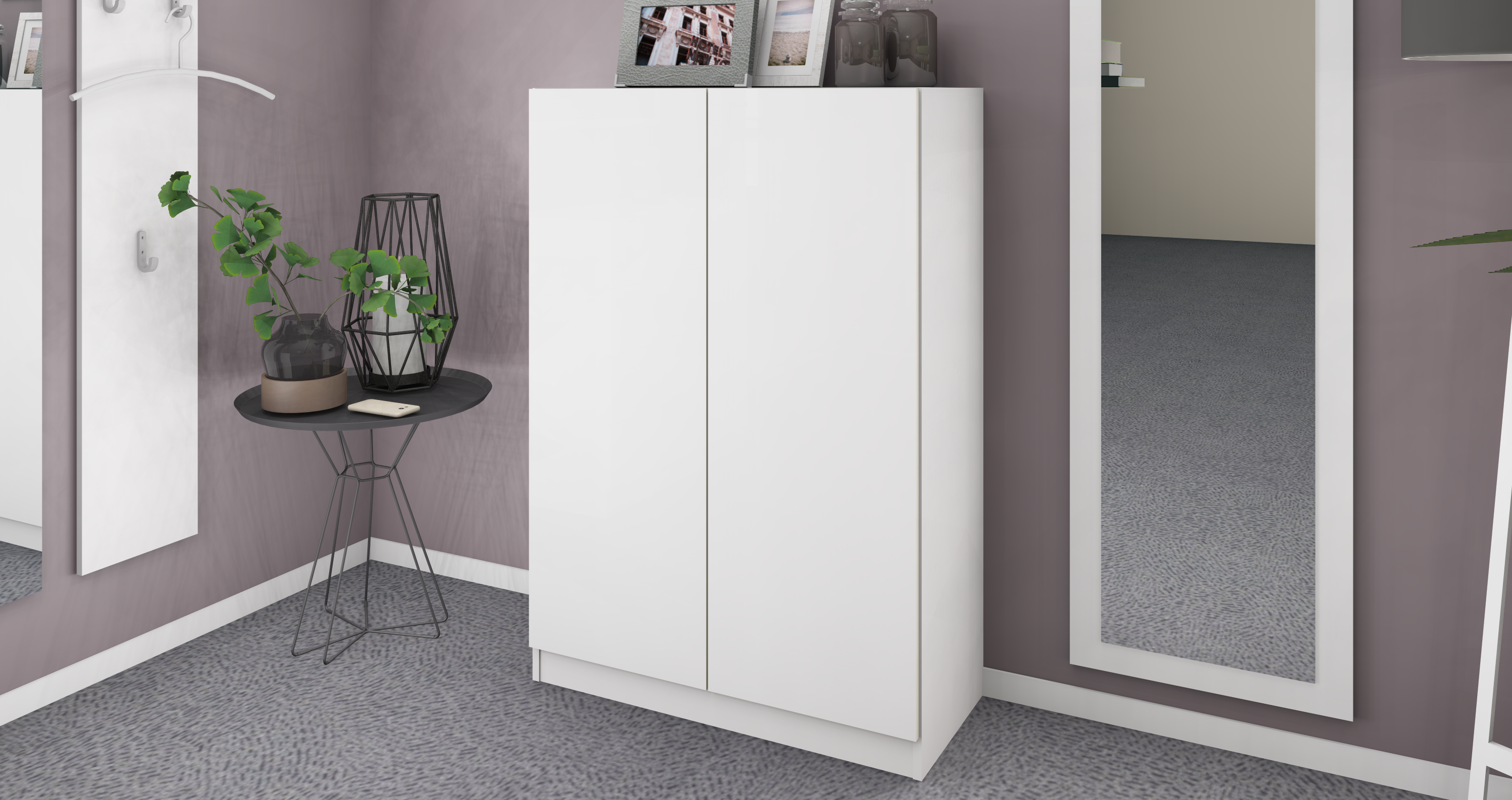 Schuhschrank Weiß Matt "Vaasa" 2-türig