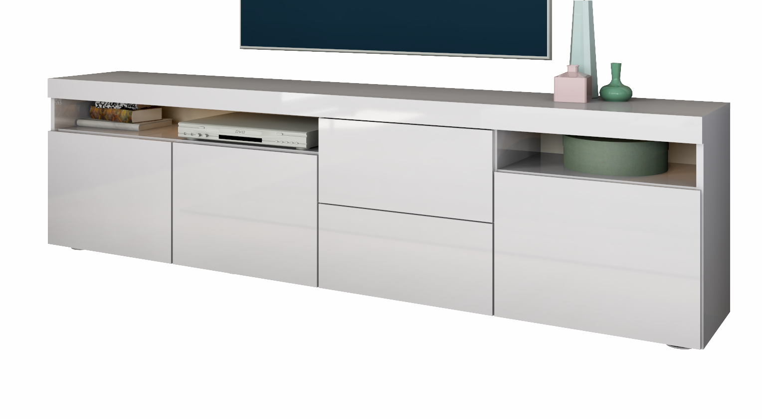 Lowboard "Kapstadt" 200 cm Weiß Hochglanz