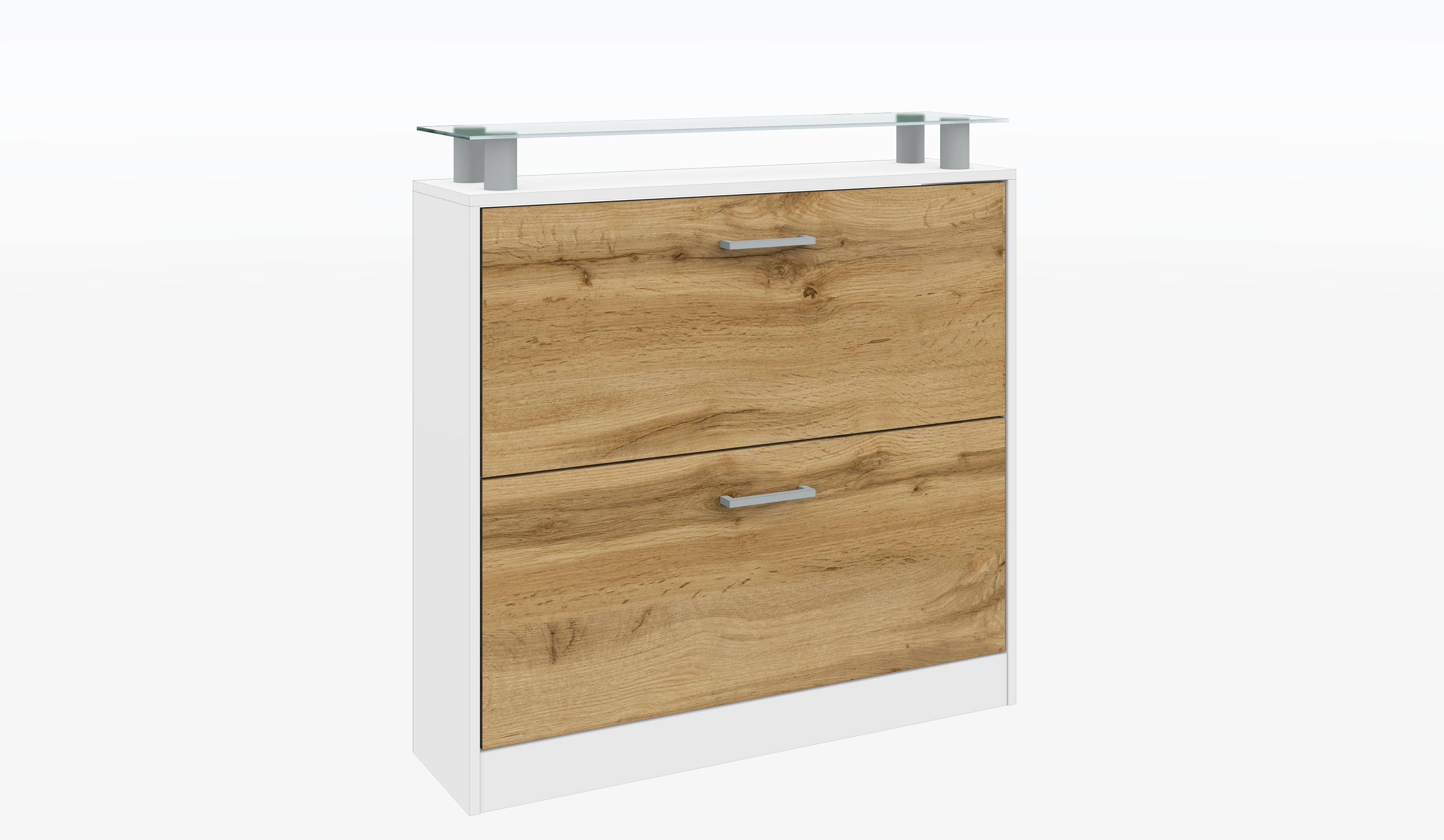 Schuhschrank Weiß matt - Eiche Wotan "Finn" 