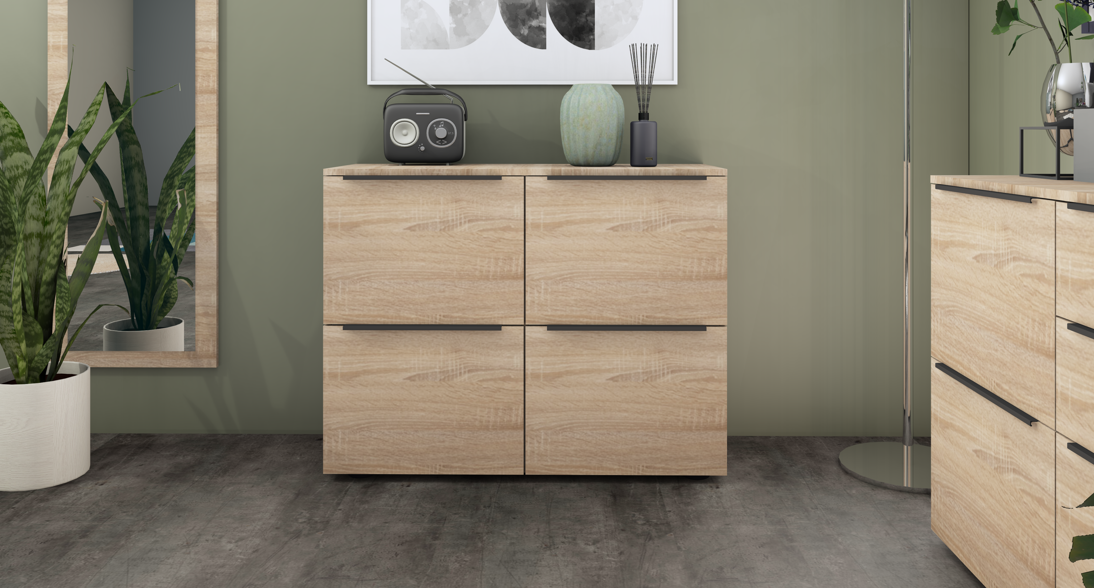 Kommode "Tom" mit 4 Türen in eiche