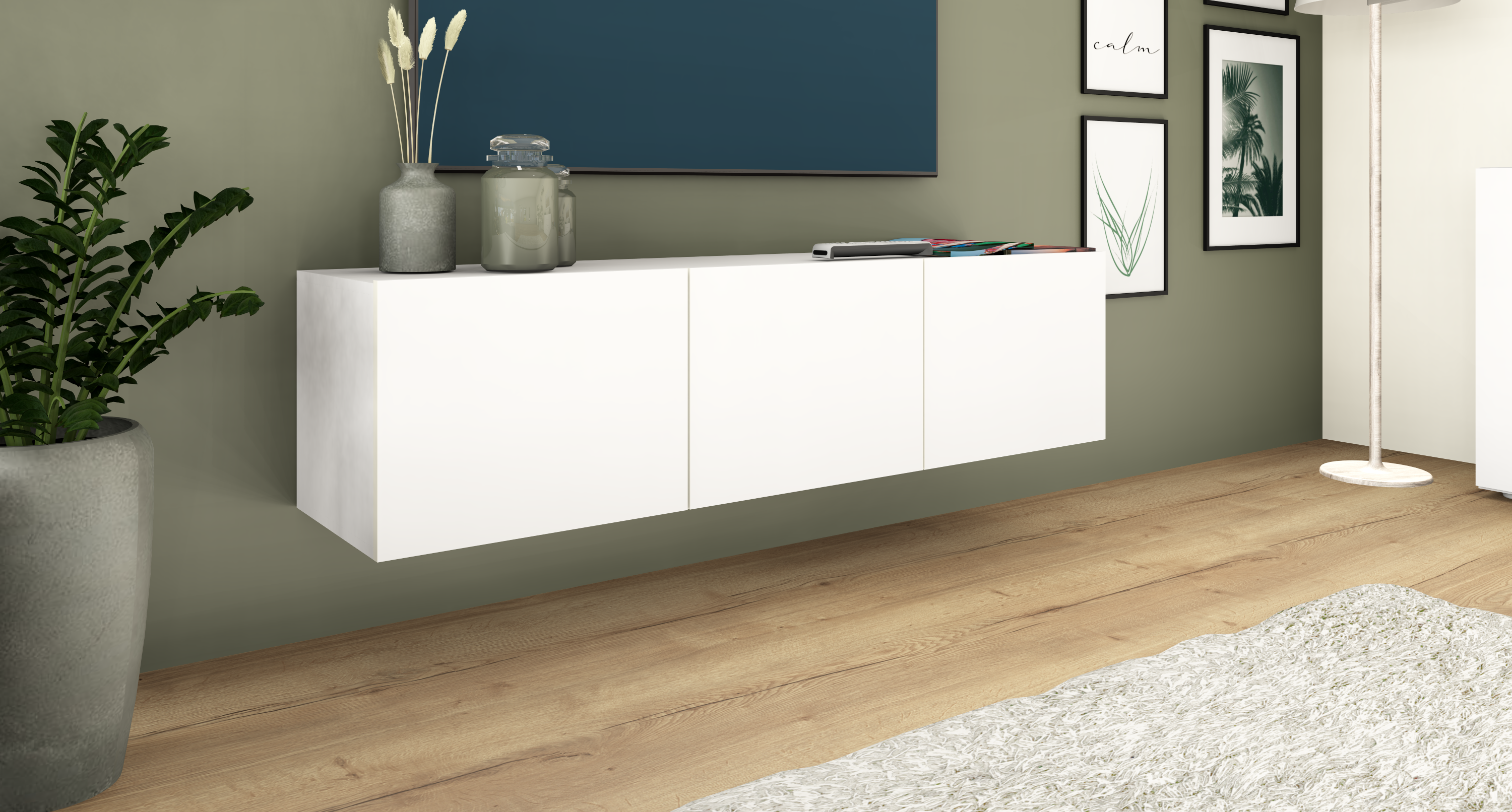 Sophia-LB139-3T-weiss-matt_01 Lowboard Weiß Matt "Sophia" 139 cm, 3-türig