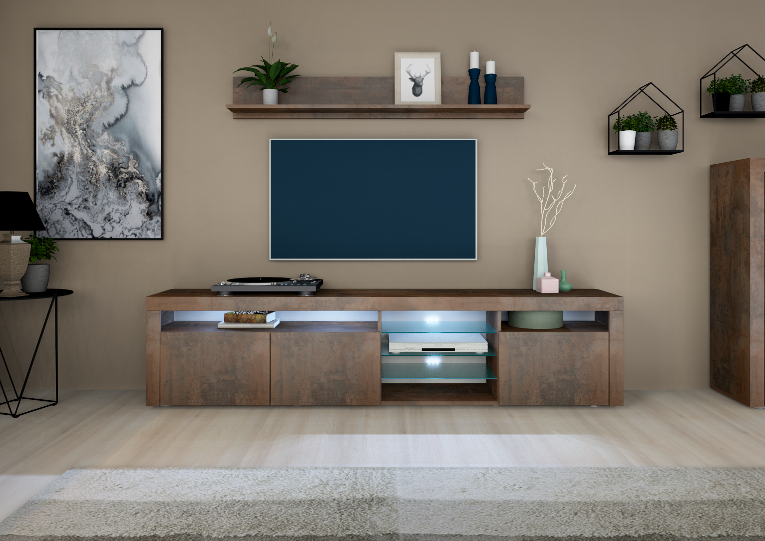 15_3 Lowboard Stahl-Optik 200 cm "Santa Fé"