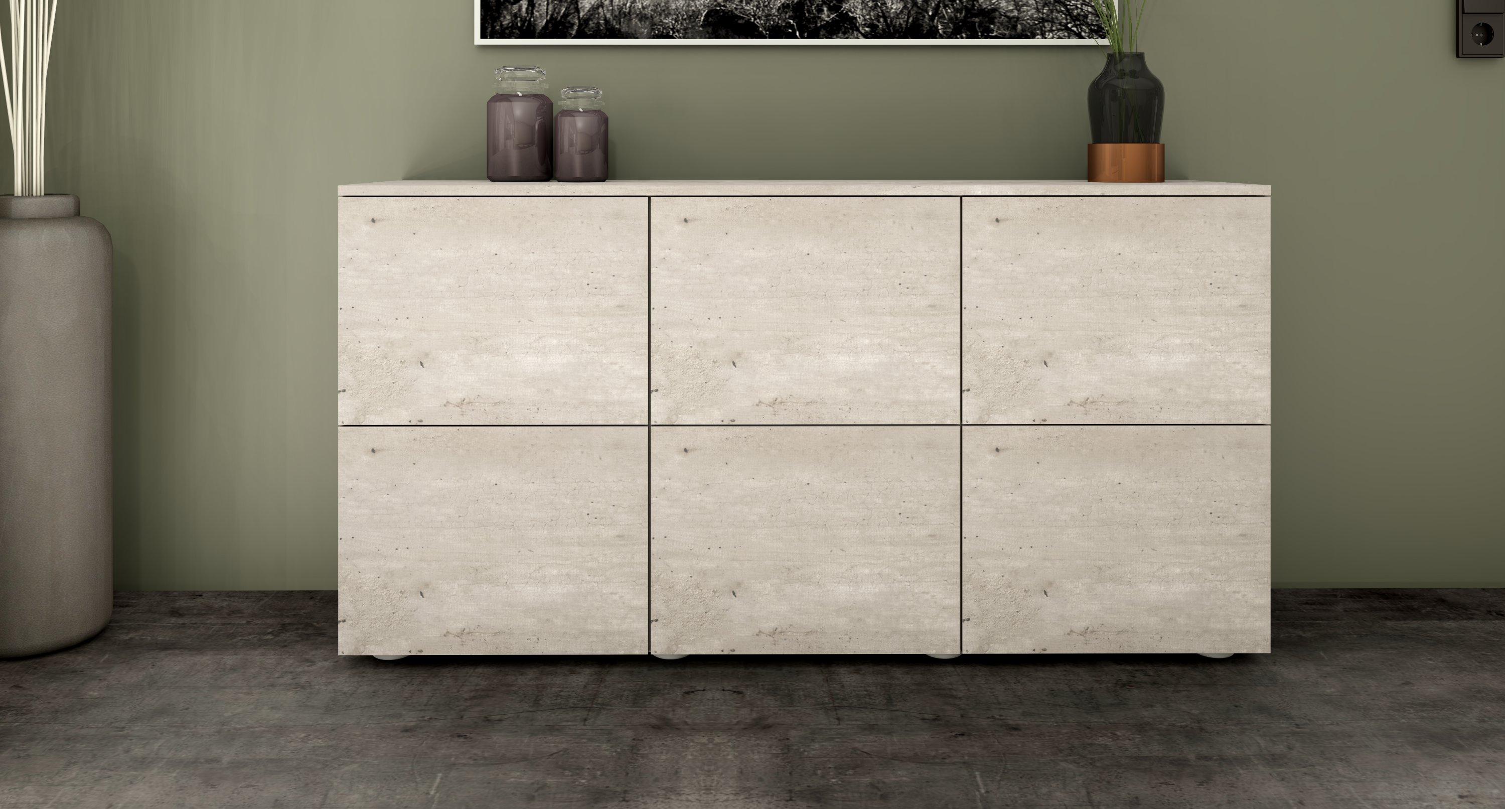 Sideboard Beton 139 cm "Rova" 6-türig