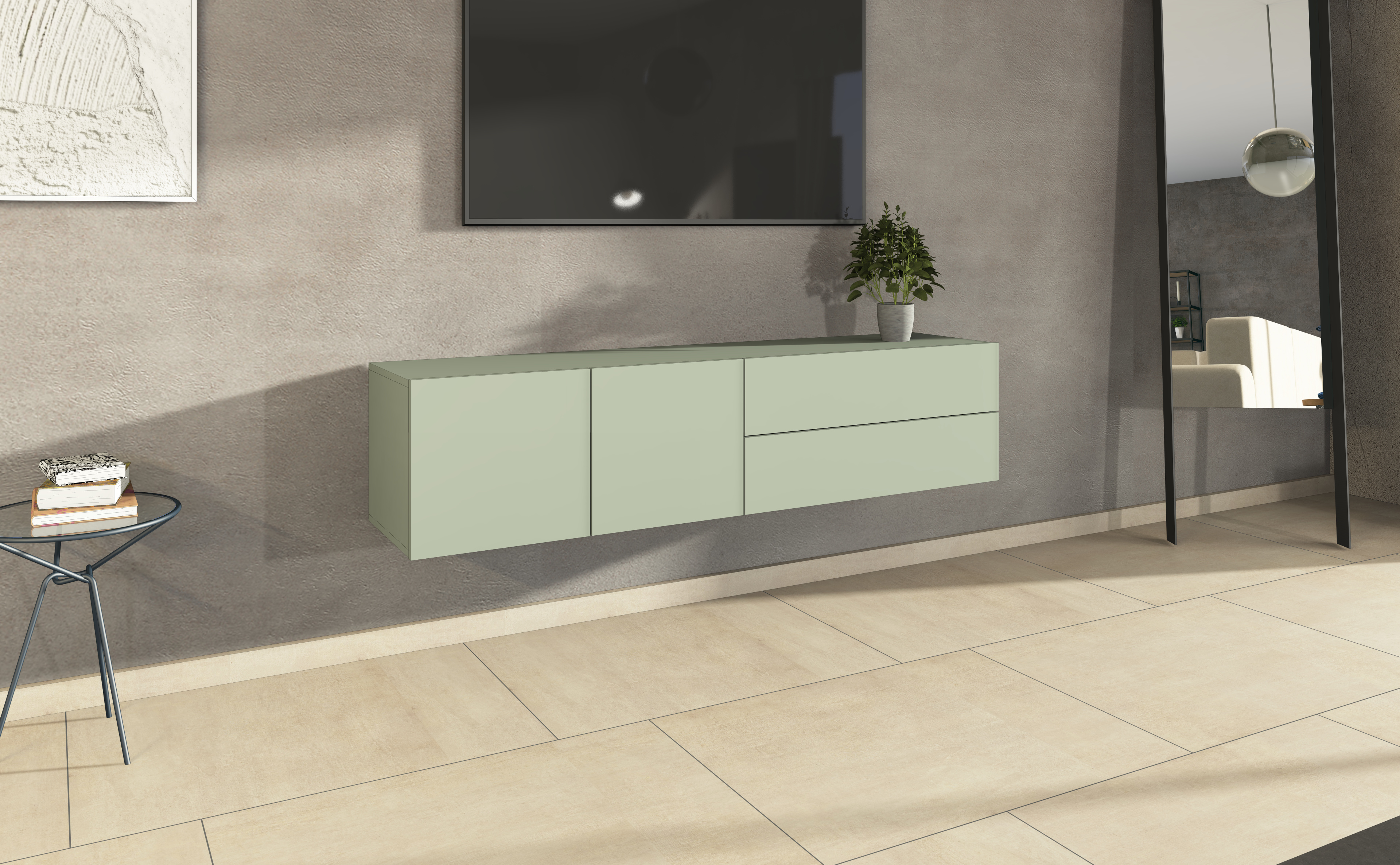 Lowboard SOPHIA 152 cm 2 Türen Salbei