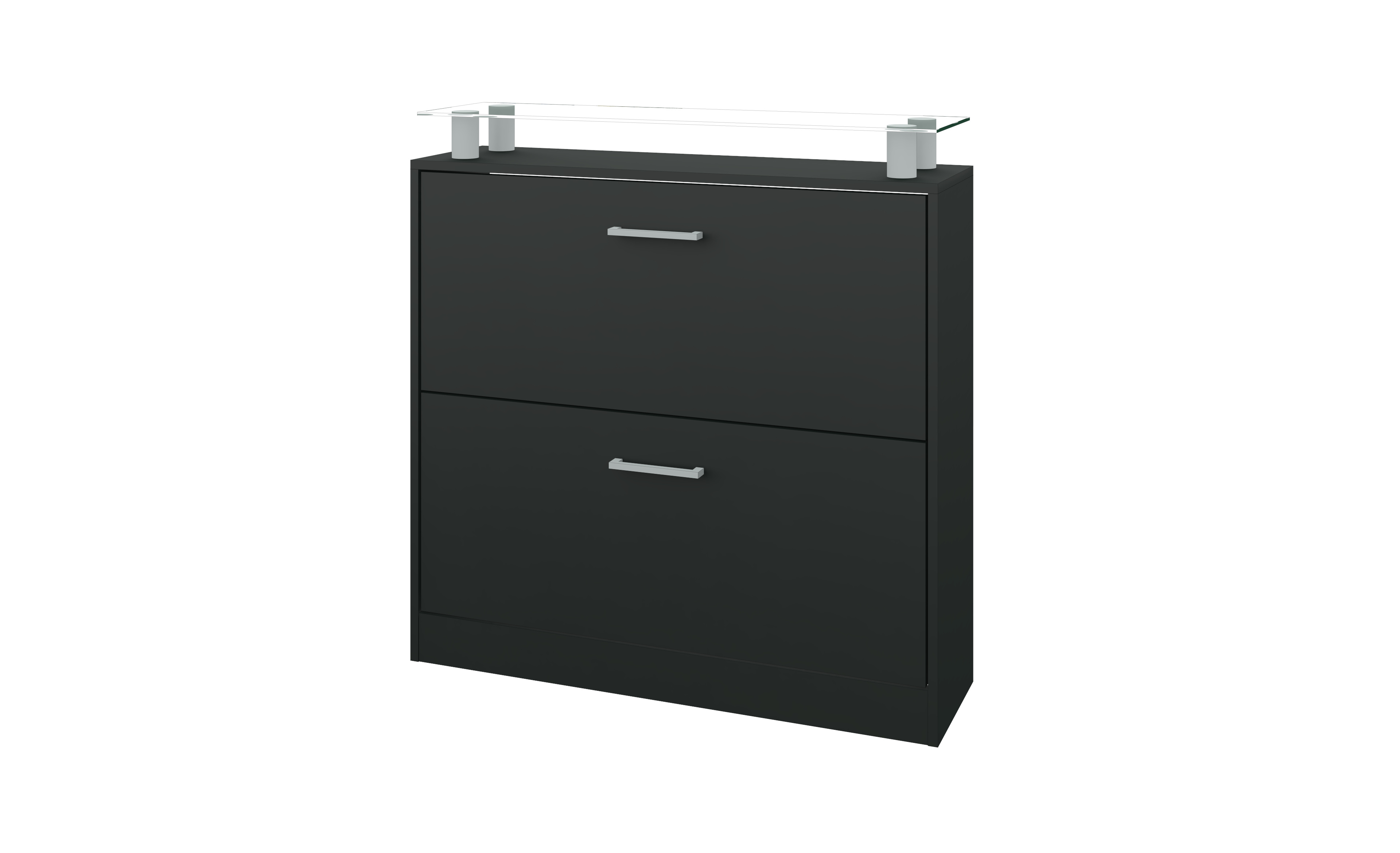 51325717_SCU_schwarz-matt_01 Schuhschrank schwarz mit 2 Klappen "Finn"