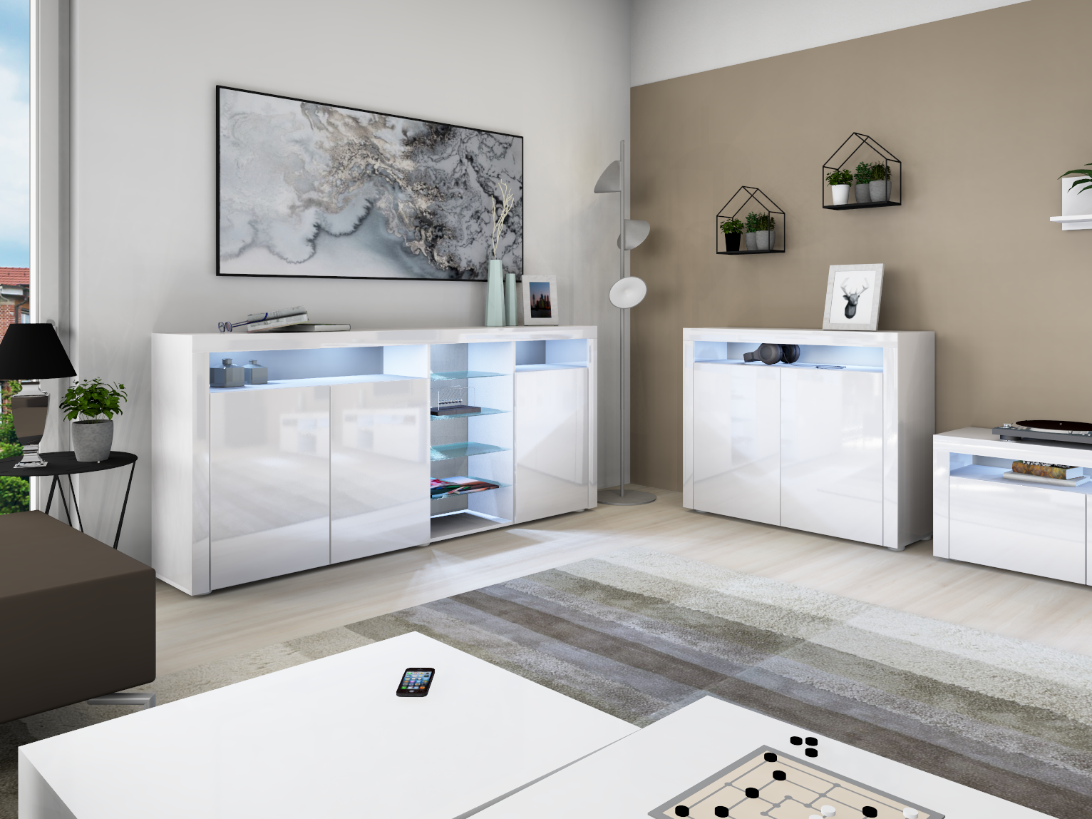 Highboard Weiß Hochglanz 107 cm "Santa Fé"