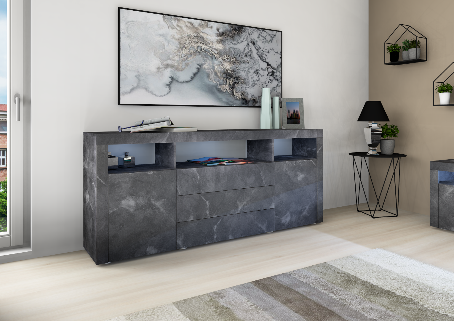 Sideboard Schiefer-Optik 166 cm "Santa Fé"
