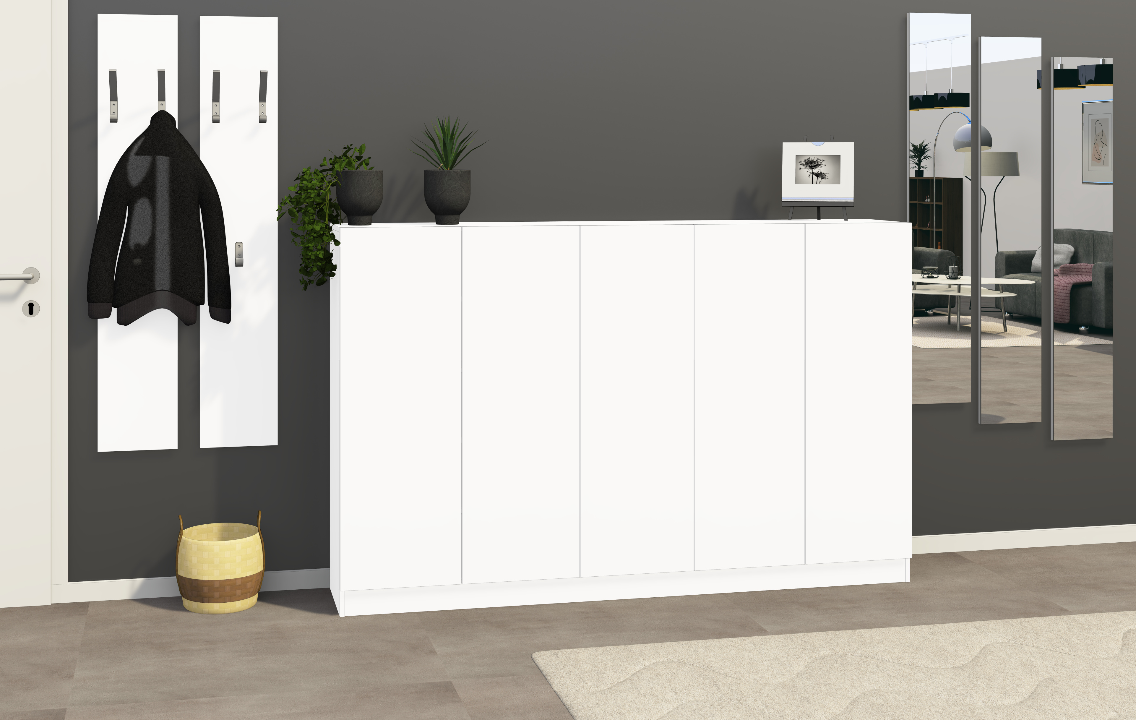 87536554_SCU-5T_weiss-matt_3E61wyVJE7EuIi Schuhschrank Weiß Matt "Vaasa" 5-türig