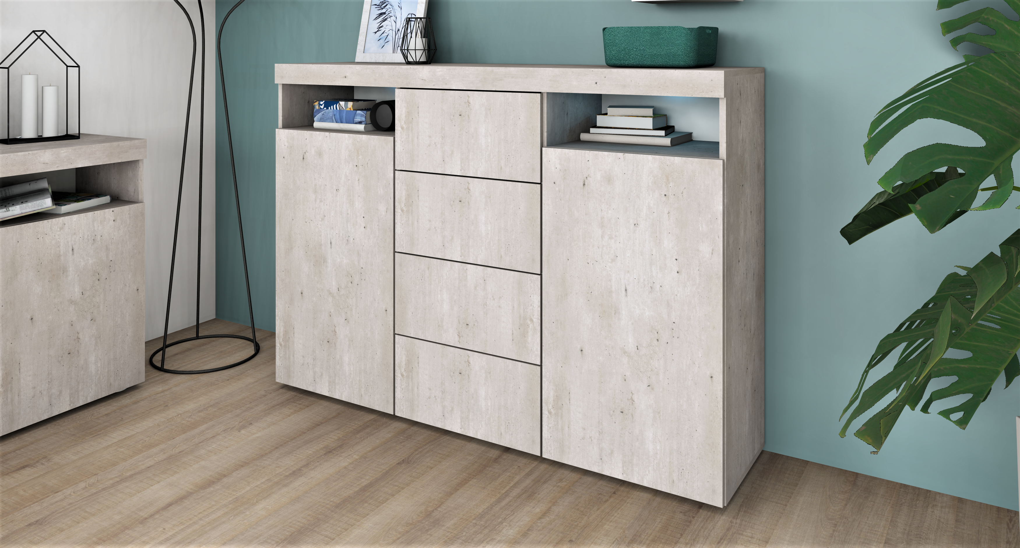 Highboard Beton-Optik "Kapstadt" 139 cm