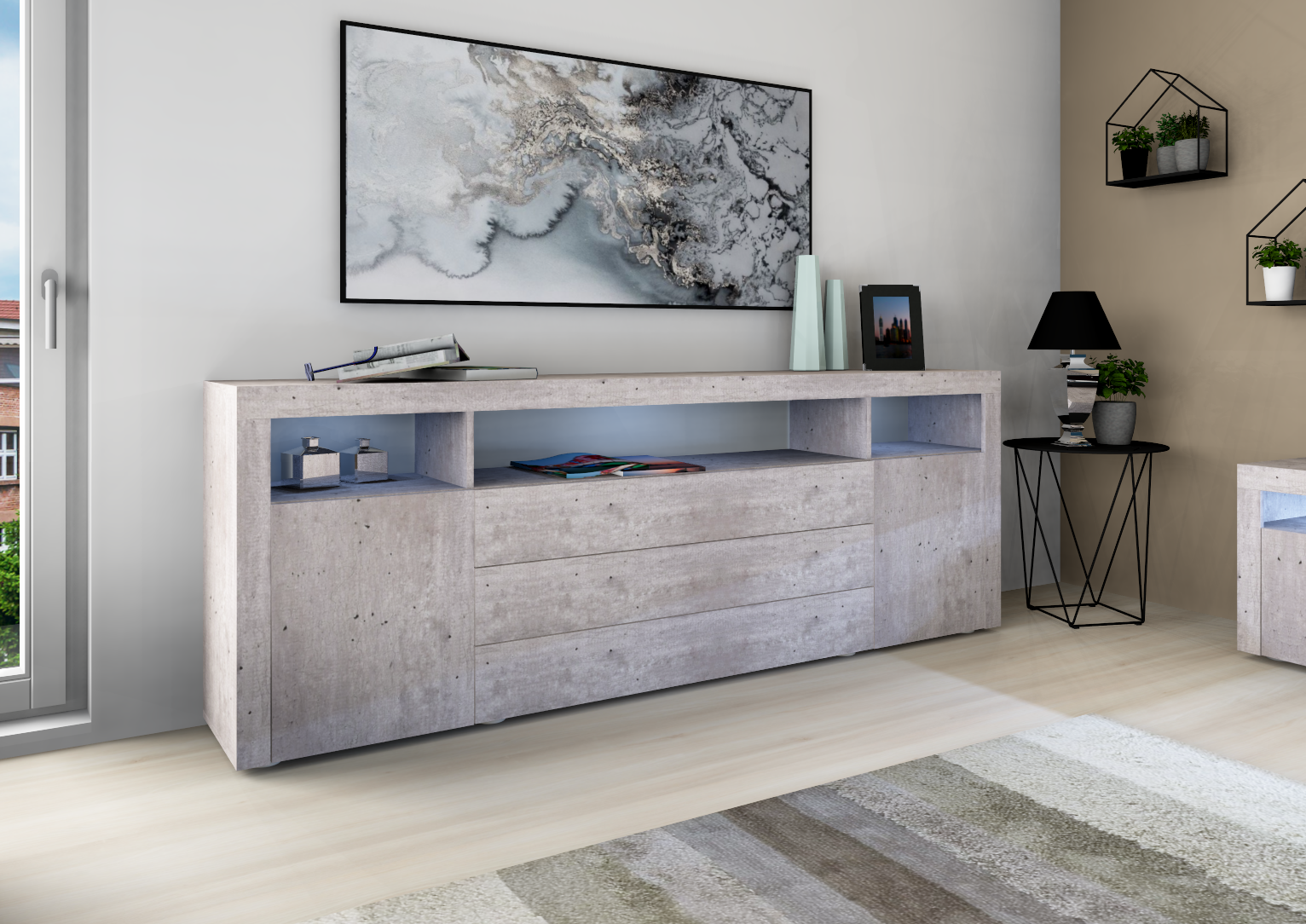 Sideboard Beton-Optik 200 cm "Santa Fé"