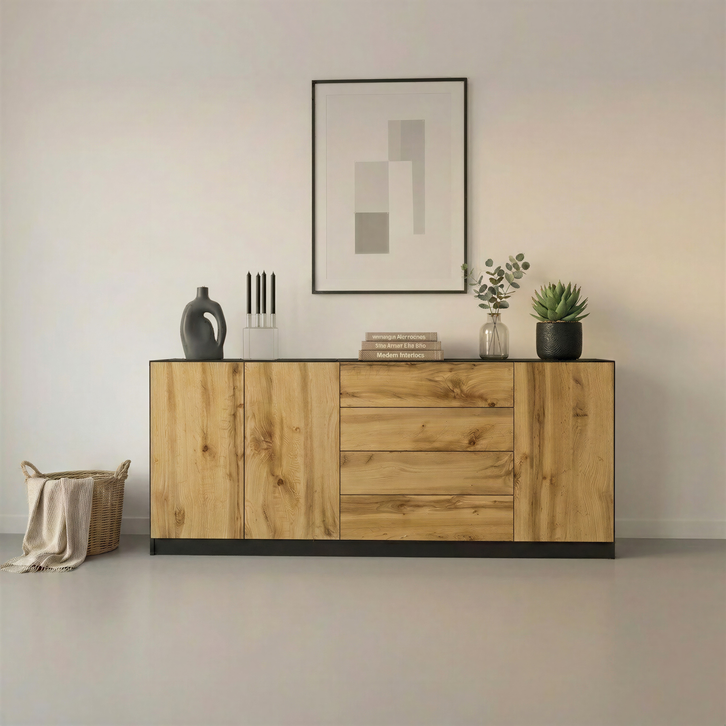 Sideboard Vaasa 190 cm 4 Schubkästen weiß hochglanz
