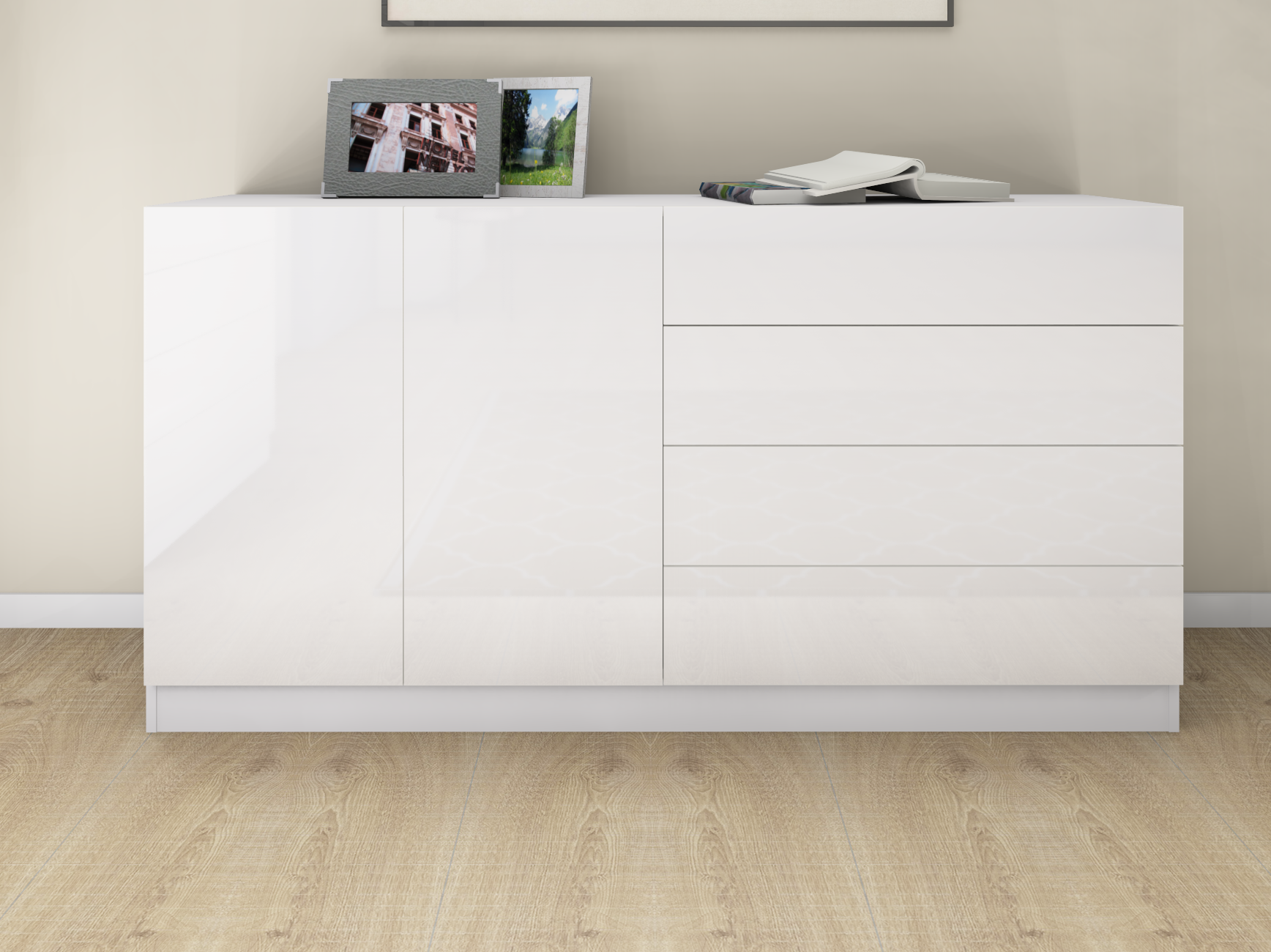 Sideboard Weiß Hochglanz "Vaasa" 152 cm