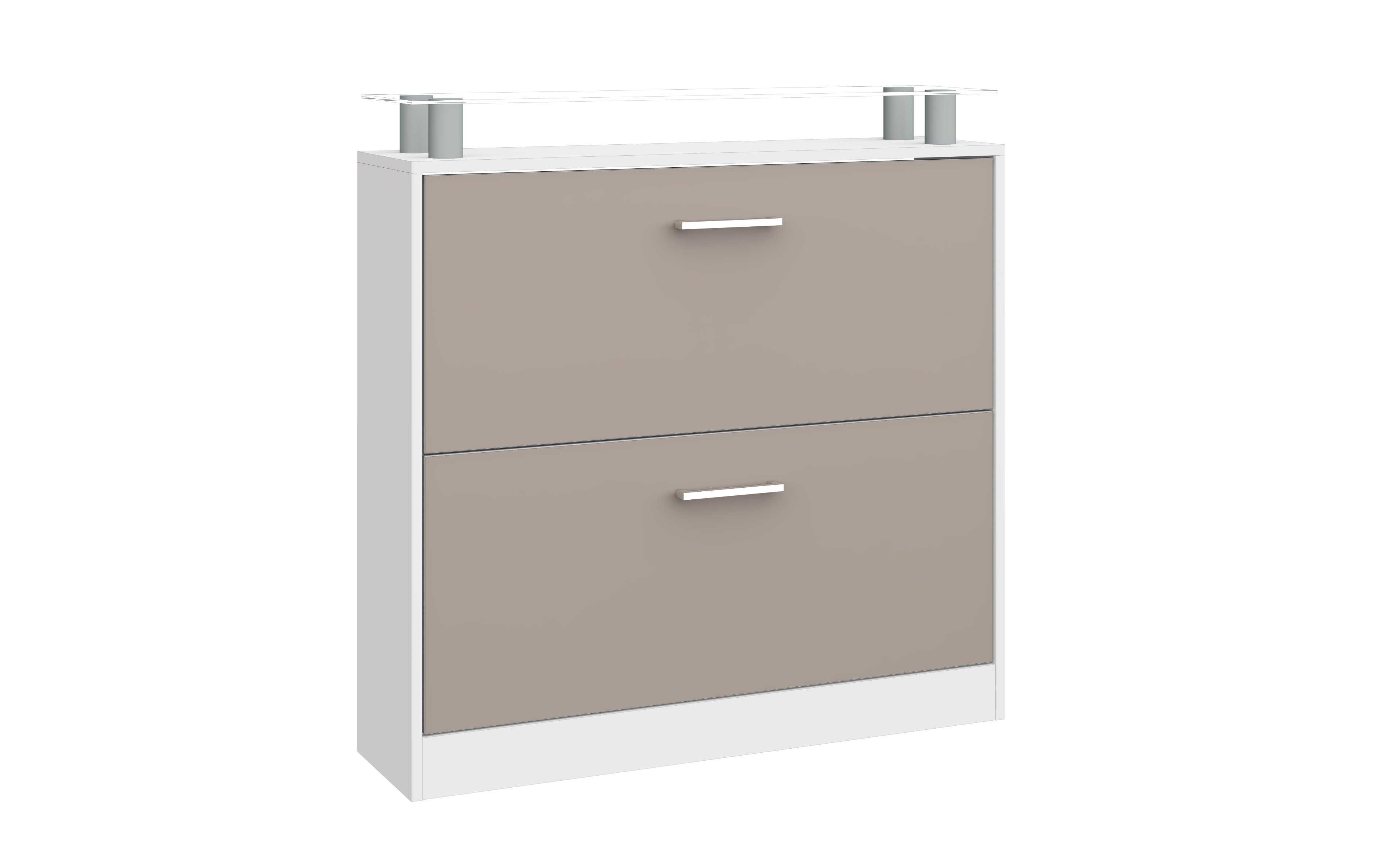 Schuhschrank Weiß matt - Cappuccino "Finn" 