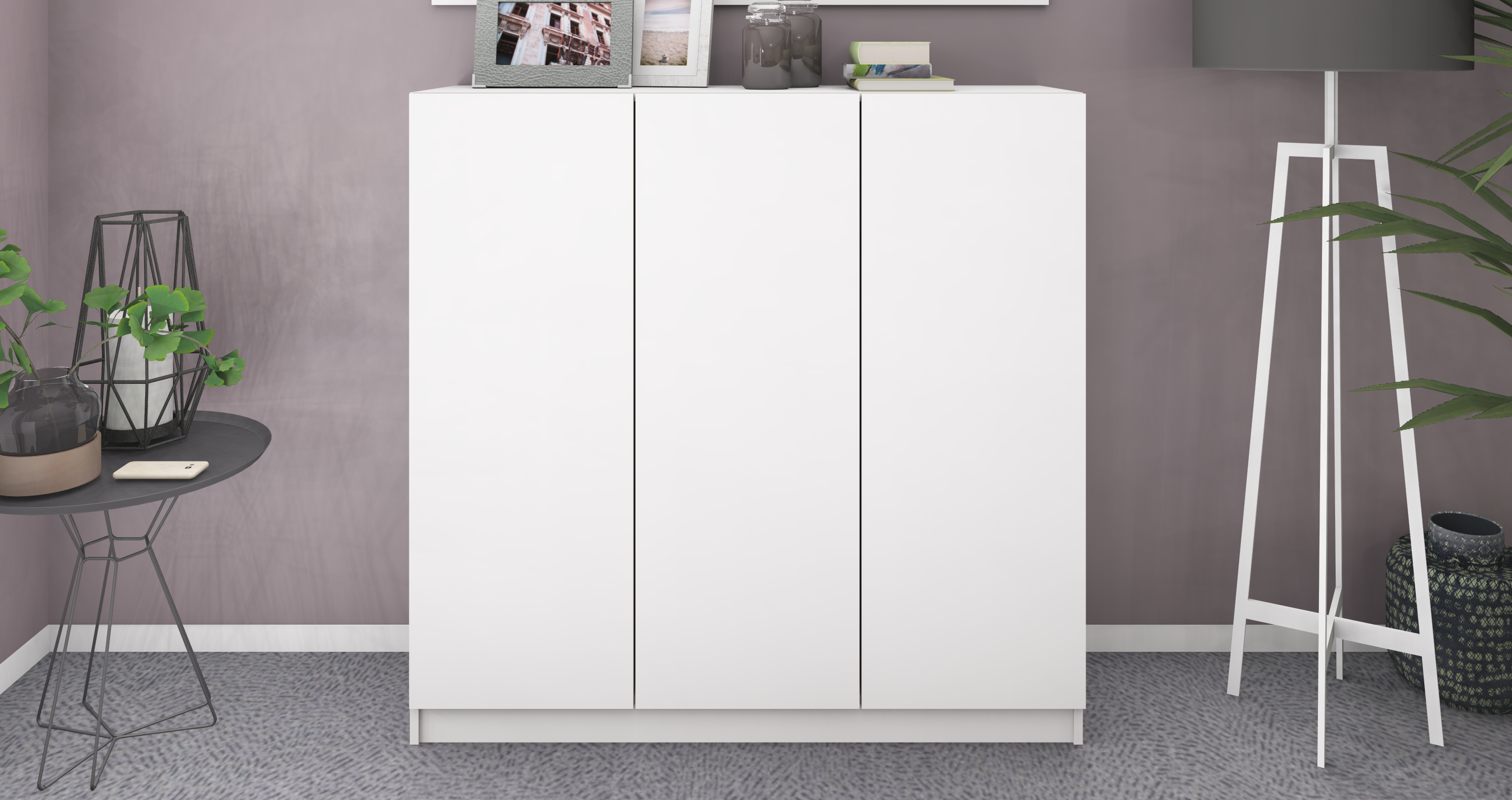 3T-Weiss-Matt_2 Schuhschrank Weiß Matt "Vaasa" 3-türig
