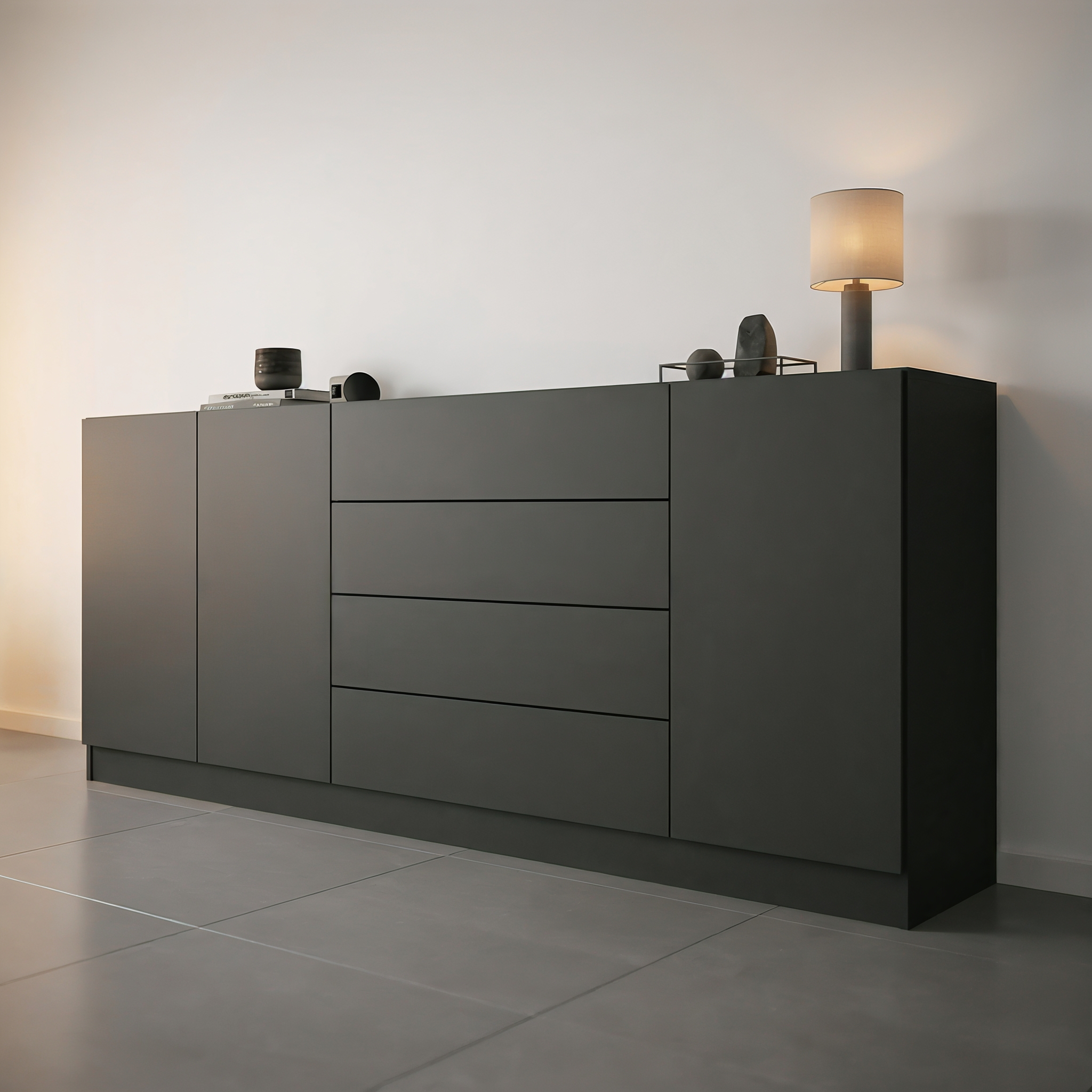 Sideboard Vaasa 190 cm 4 Schubkästen weiß hochglanz