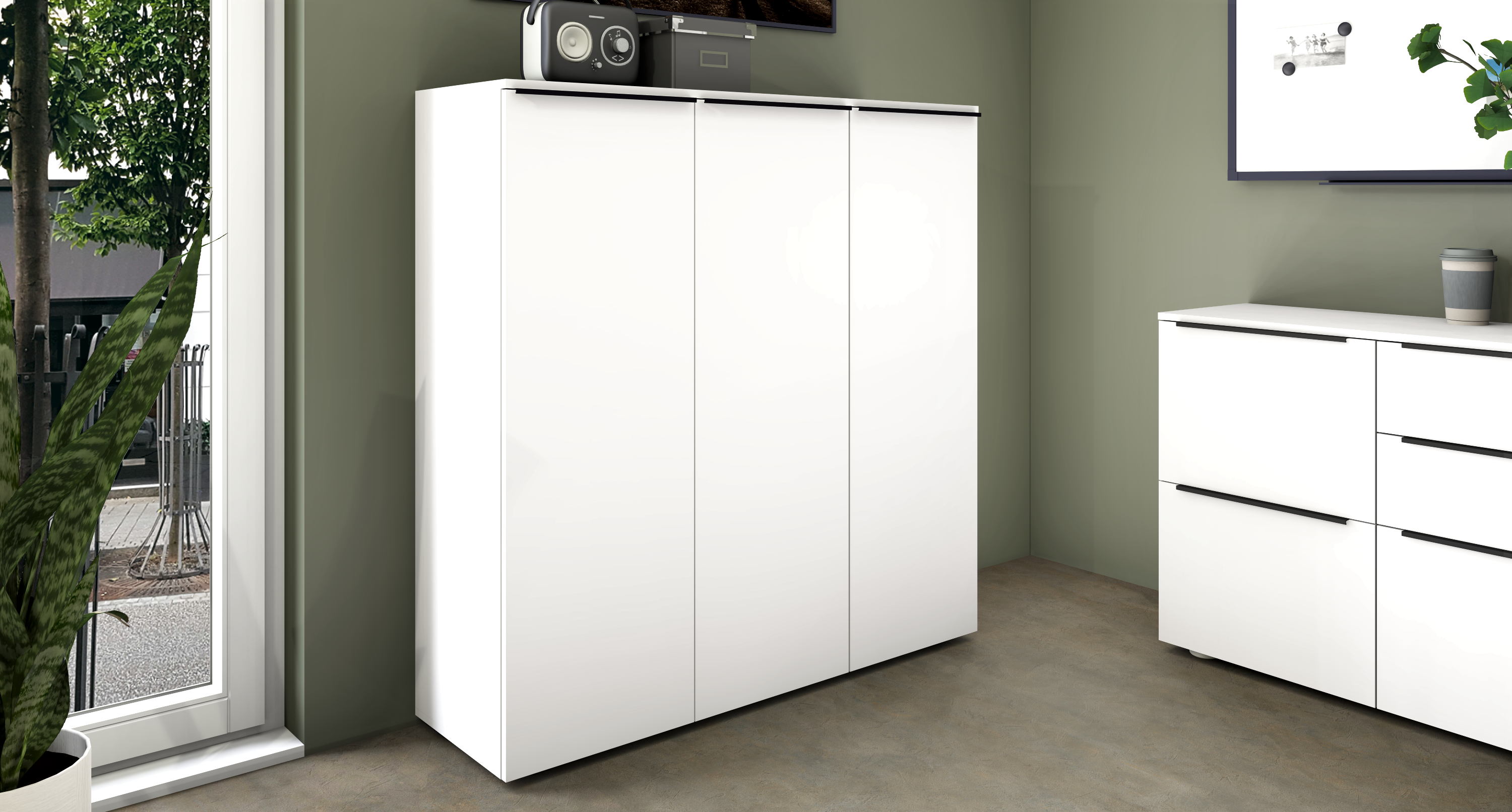 Aktenschrank Weiß Matt "Tom" 3-türig