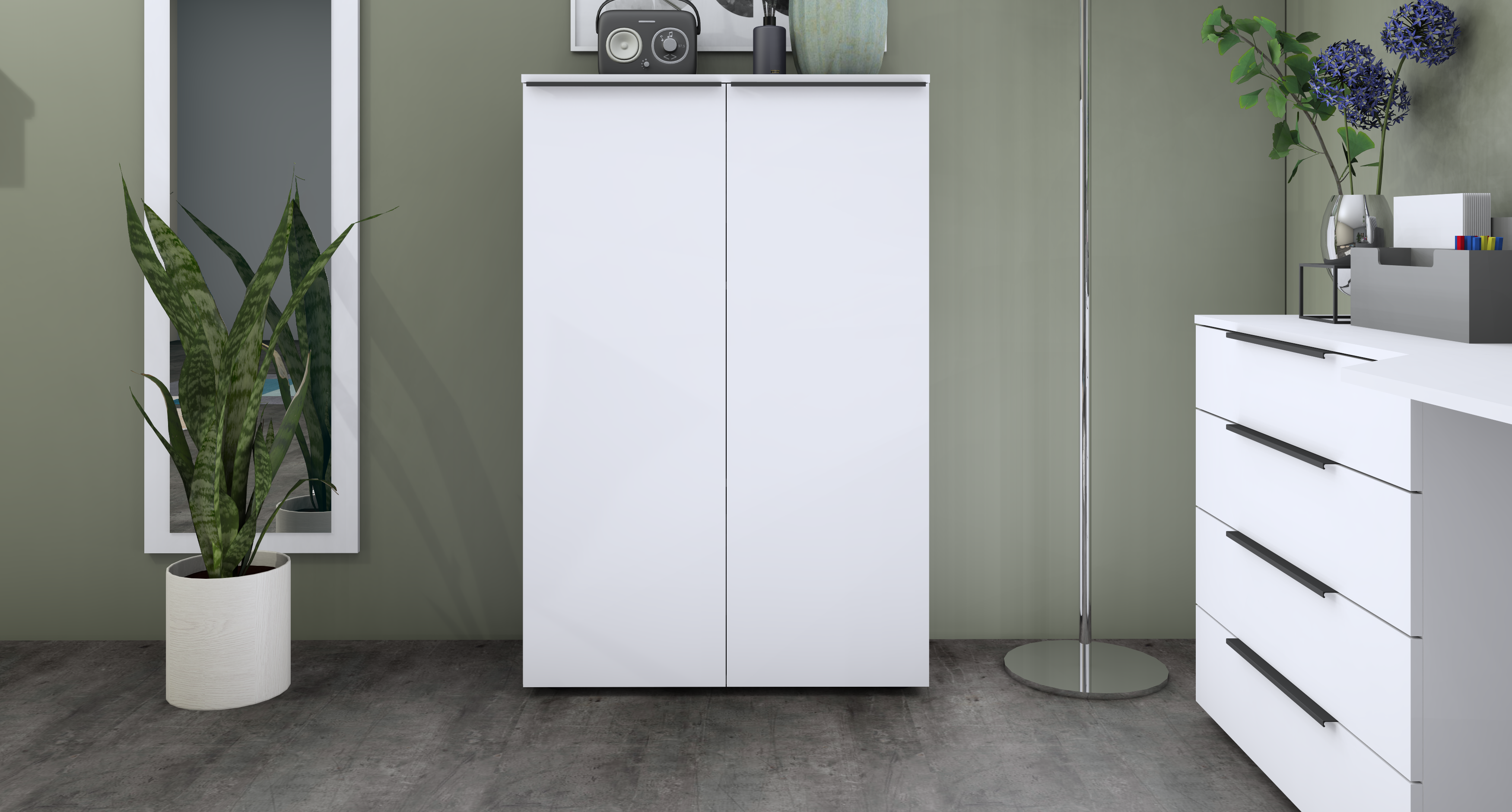 Aktenschrank Weiß Matt "Tom" 2-türig