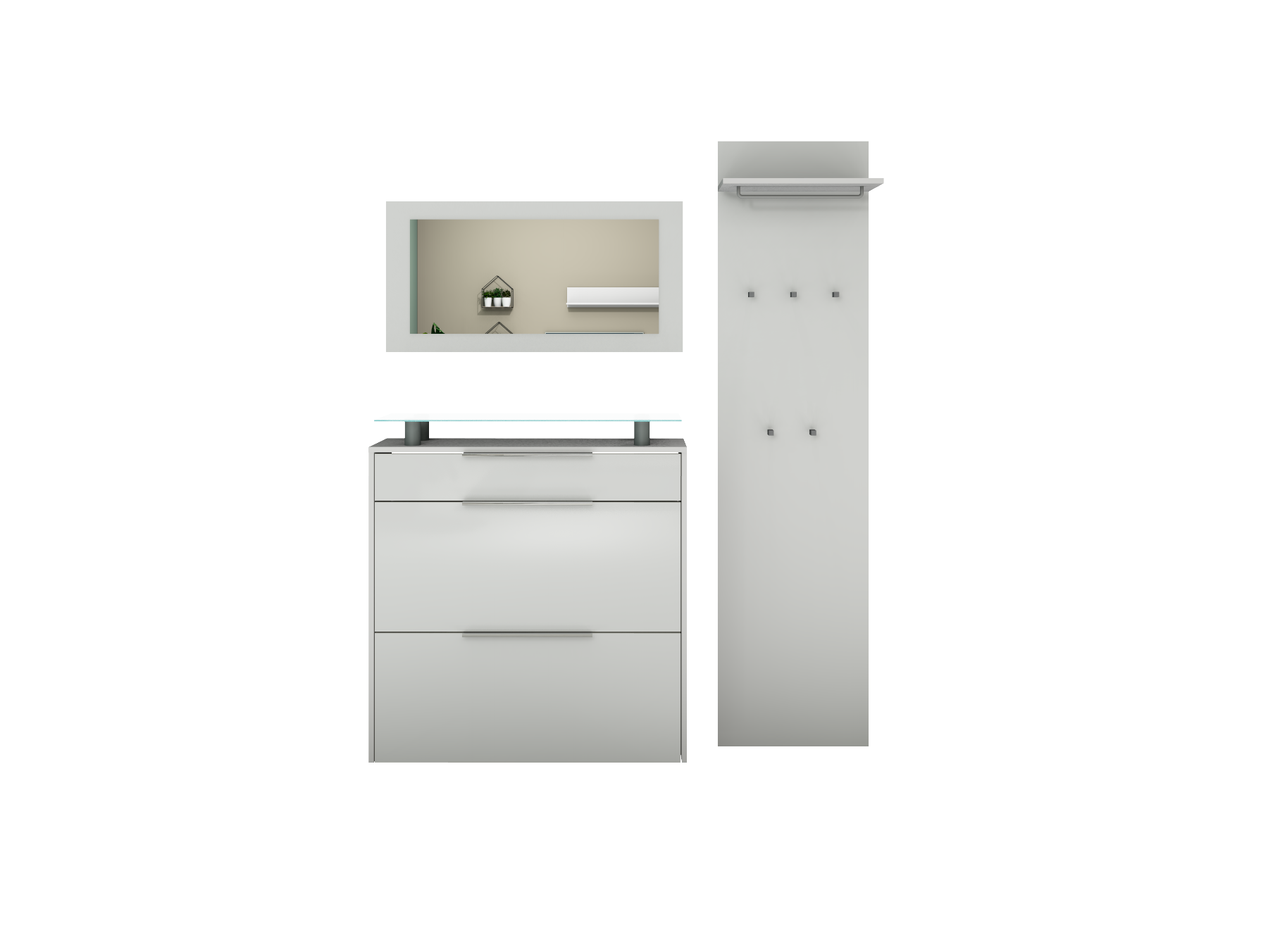 149300210_1 Schuhschrank "Oliva" zum Hängen im Set in weiß matt