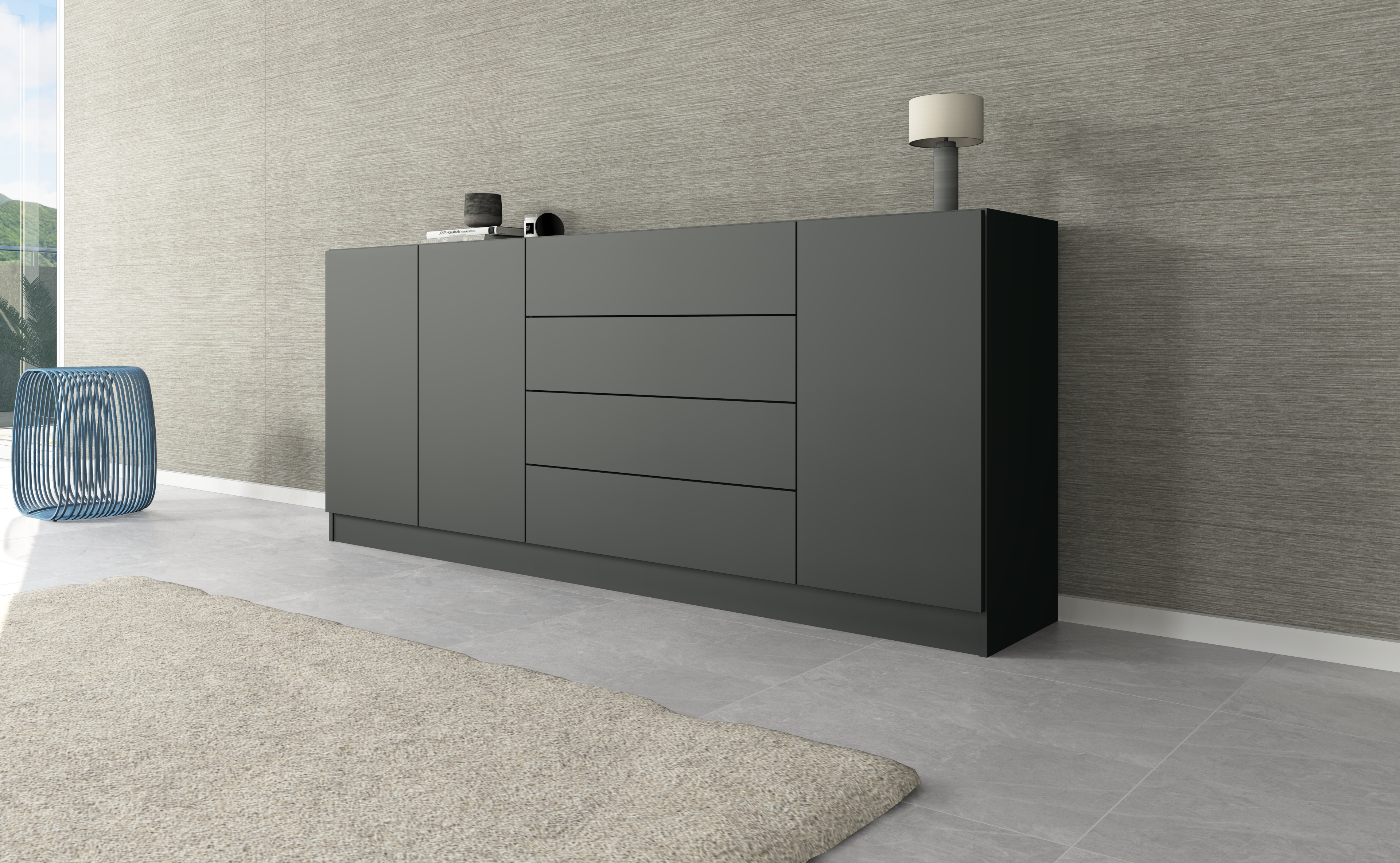 Sideboard VAASA 190 cm in Schwarz