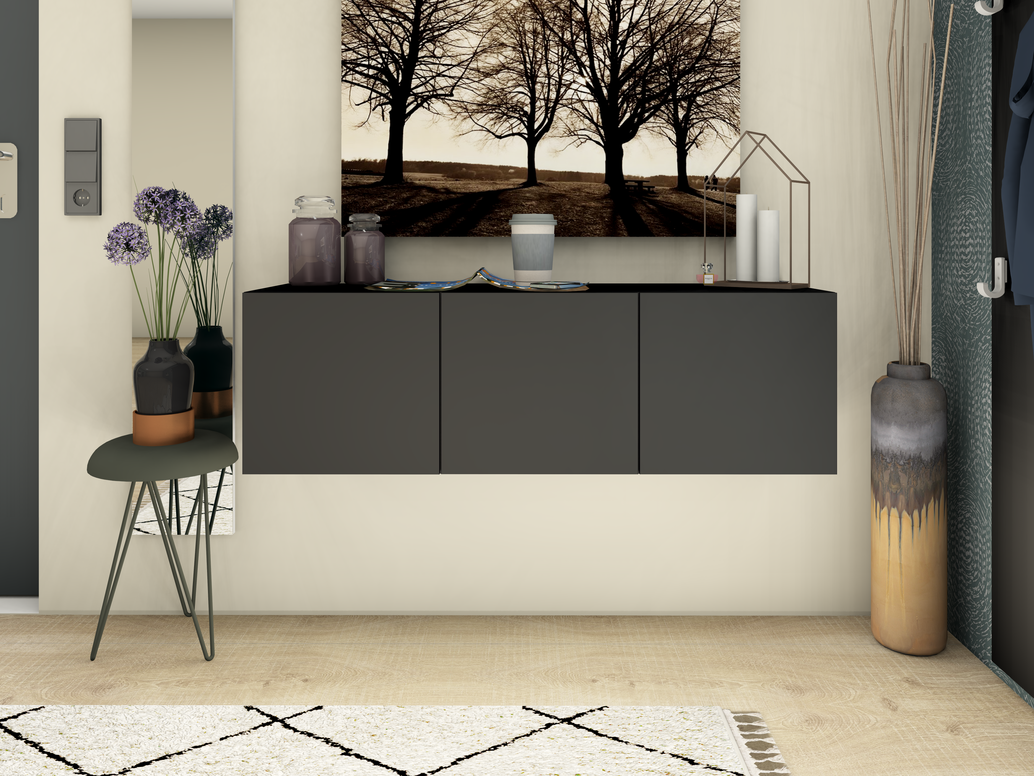 Sideboard Schwarz Matt "Vaasa" 114 cm