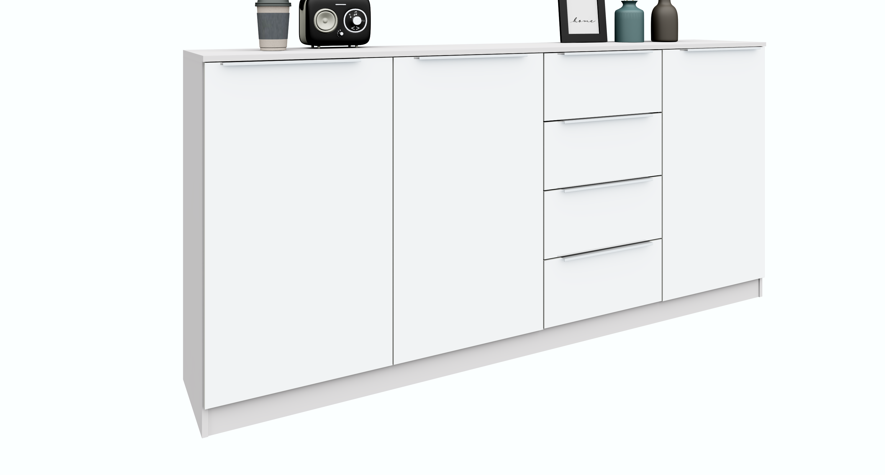 14396720_Oliva-HB-Weiss-matt_3 Highboard Weiß Matt "Oliva" 200 cm