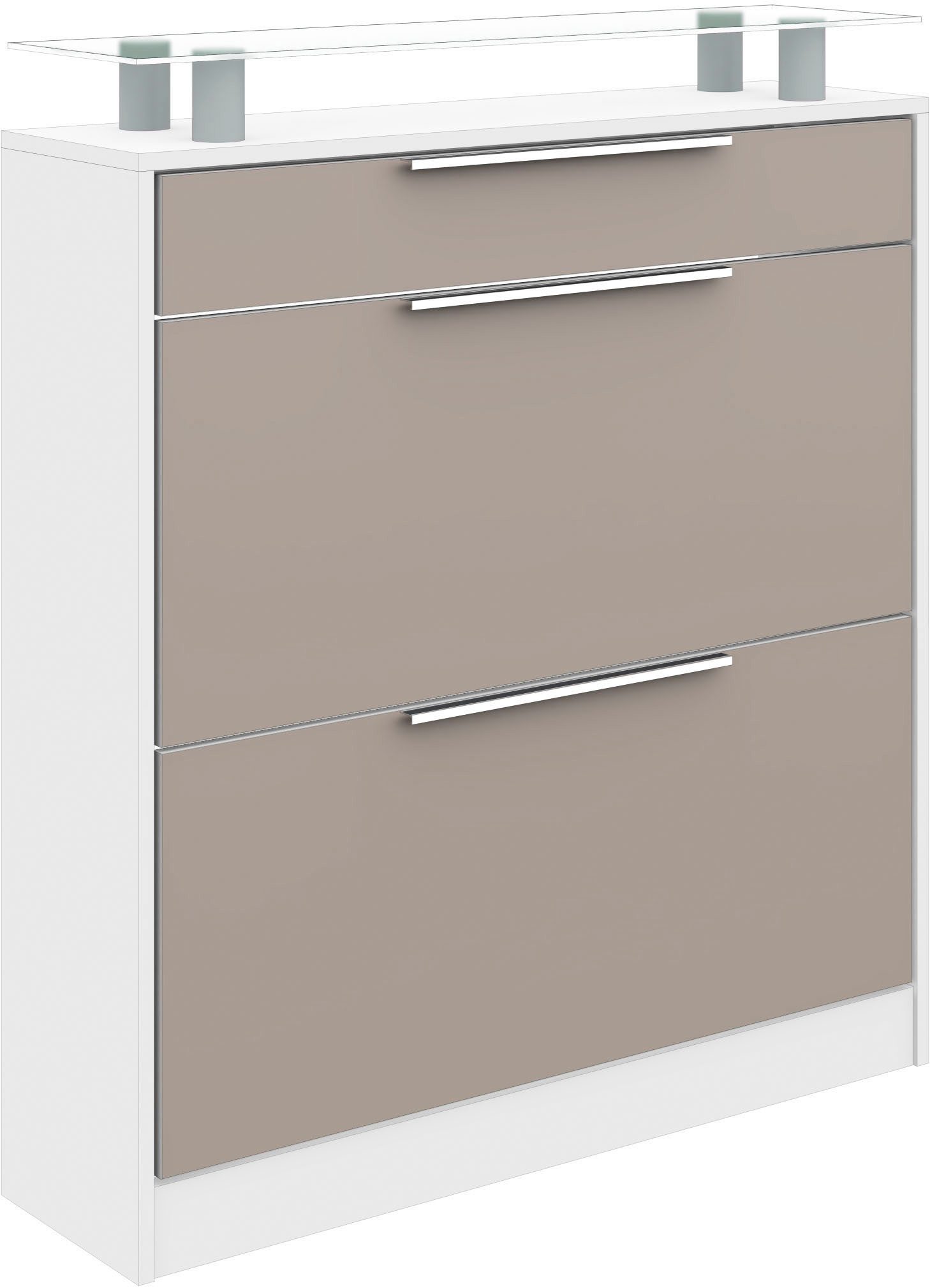 Schuhschrank "Oliva" Weiß - Cappuccino Congo