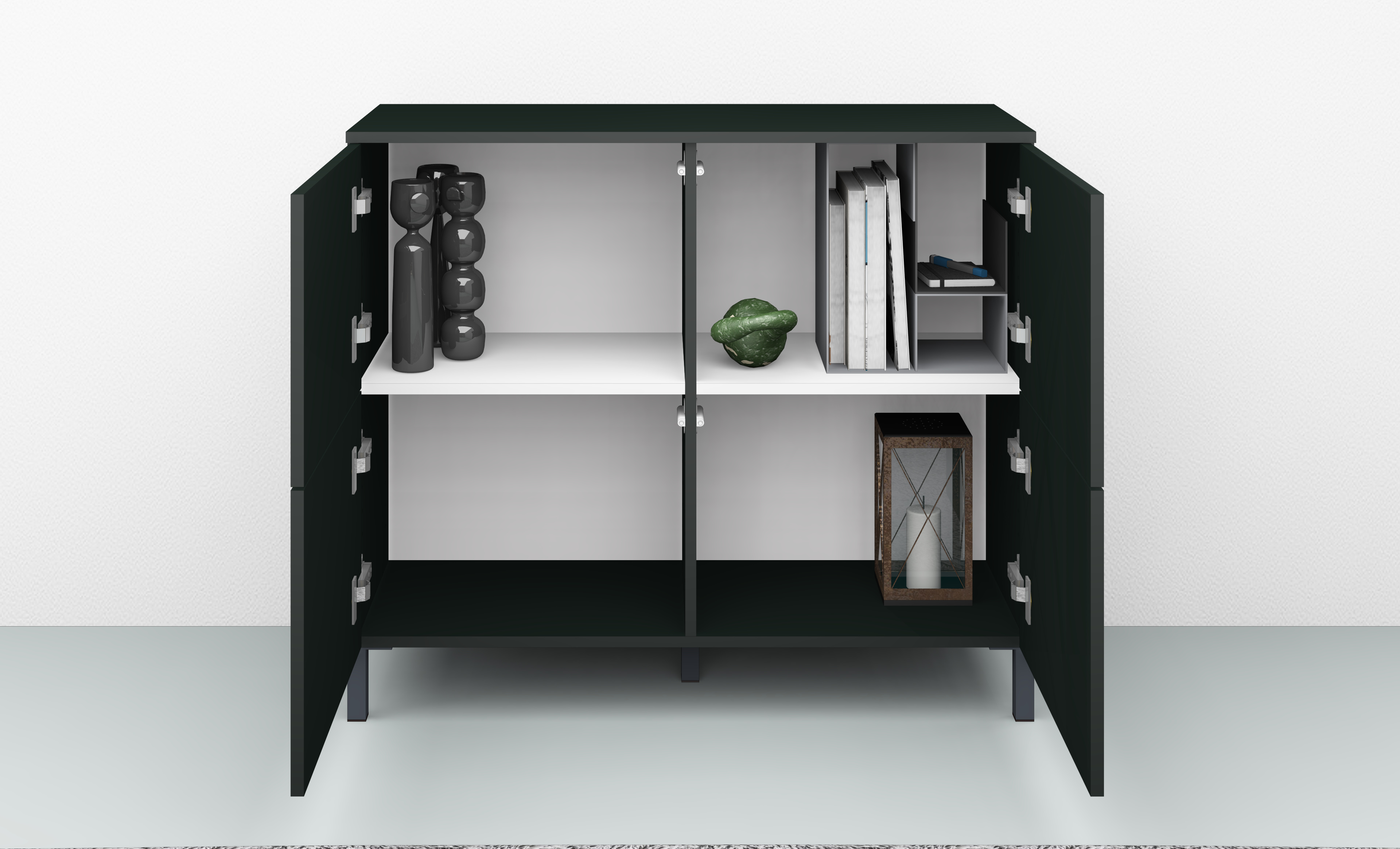 11878446_schwarz-matt_04 Kommode Schwarz Matt "Haama" mit Metallfüßen