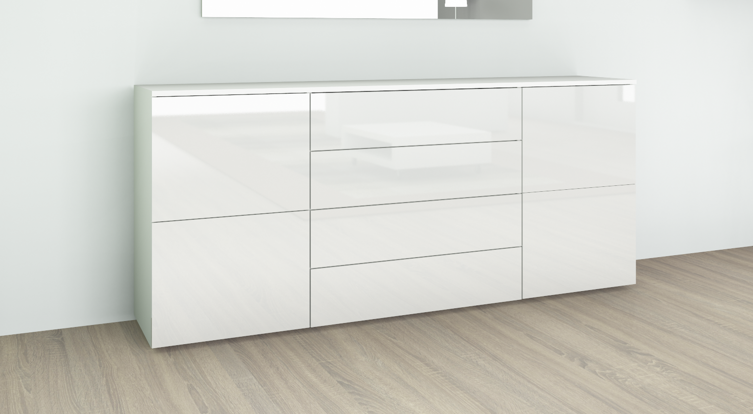 Sideboard Weiß Hochglanz 166 cm "Rova"