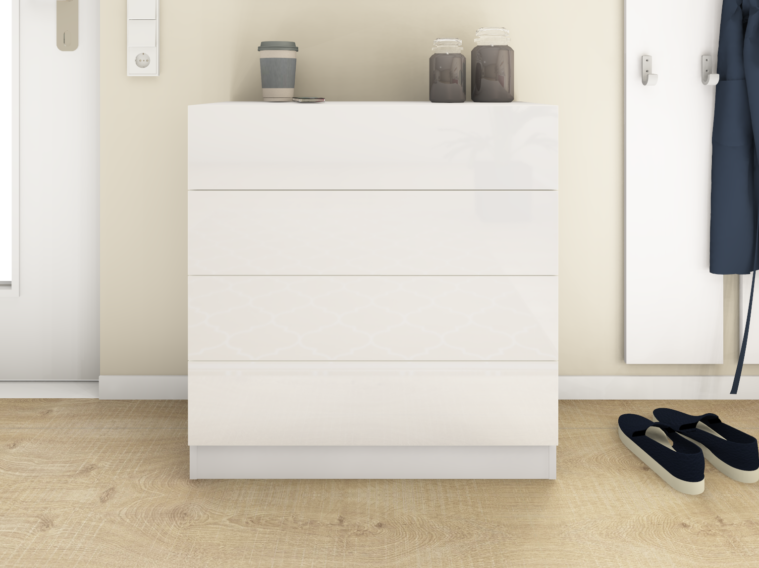 Kommode Weiß Matt "Vaasa" 4 Schubkästen