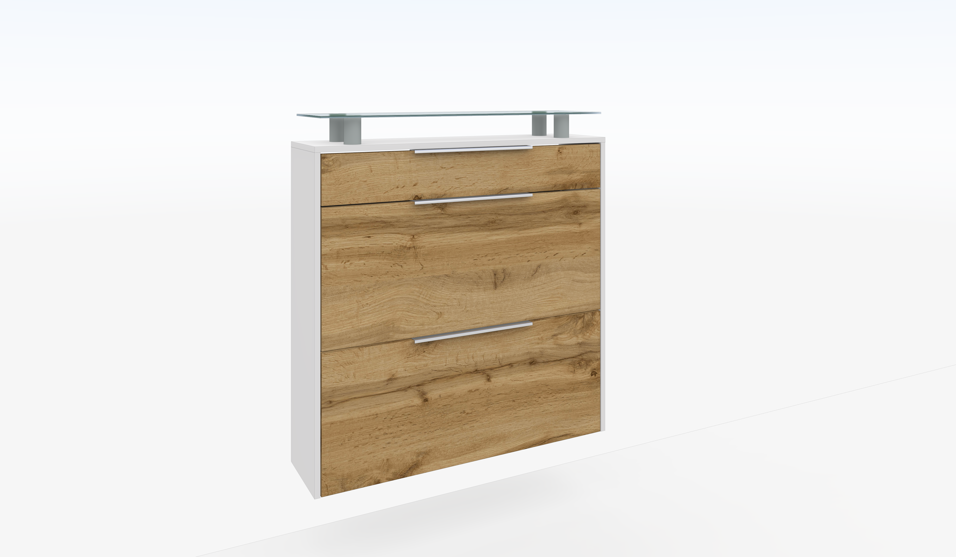 Schuhschrank "Oliva" zum Hängen in weiß - eiche wotan