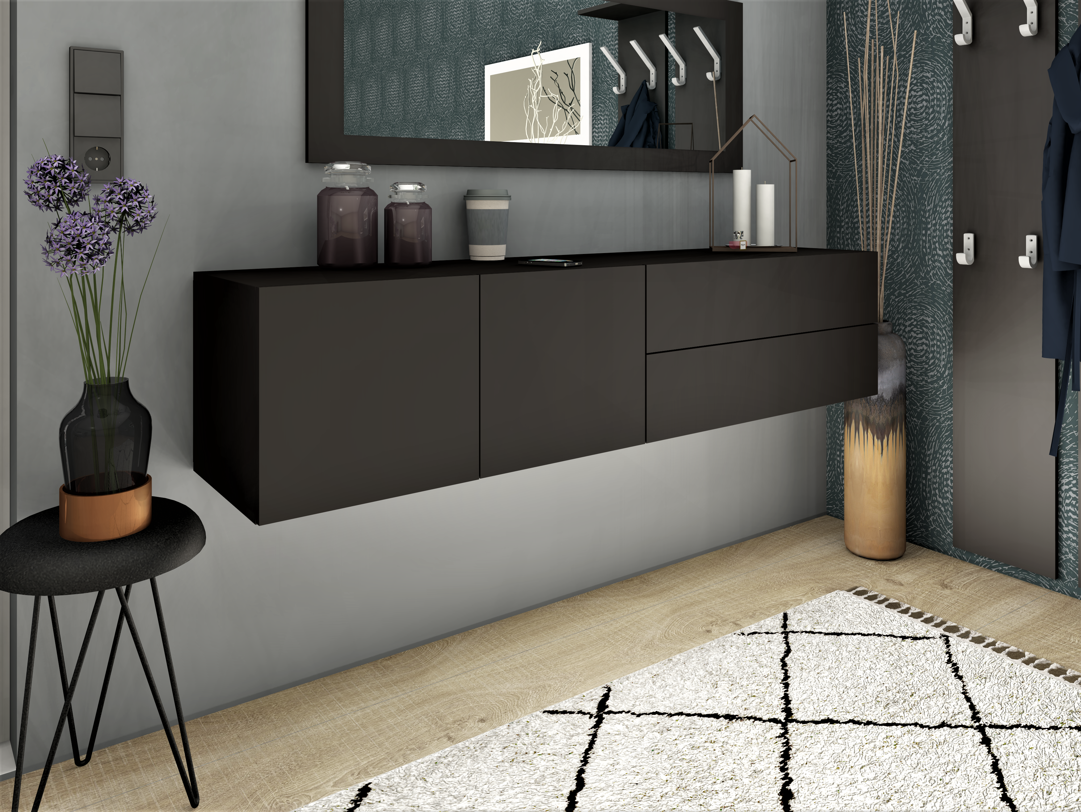 28358805_2 Lowboard Schwarz Matt "Sophia" 152 cm