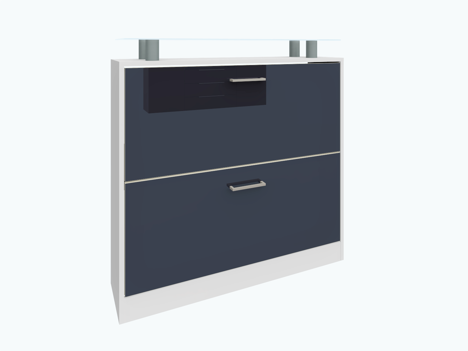 Schuhschrank Weiß matt - Graphit Hochglanz "Finn" 