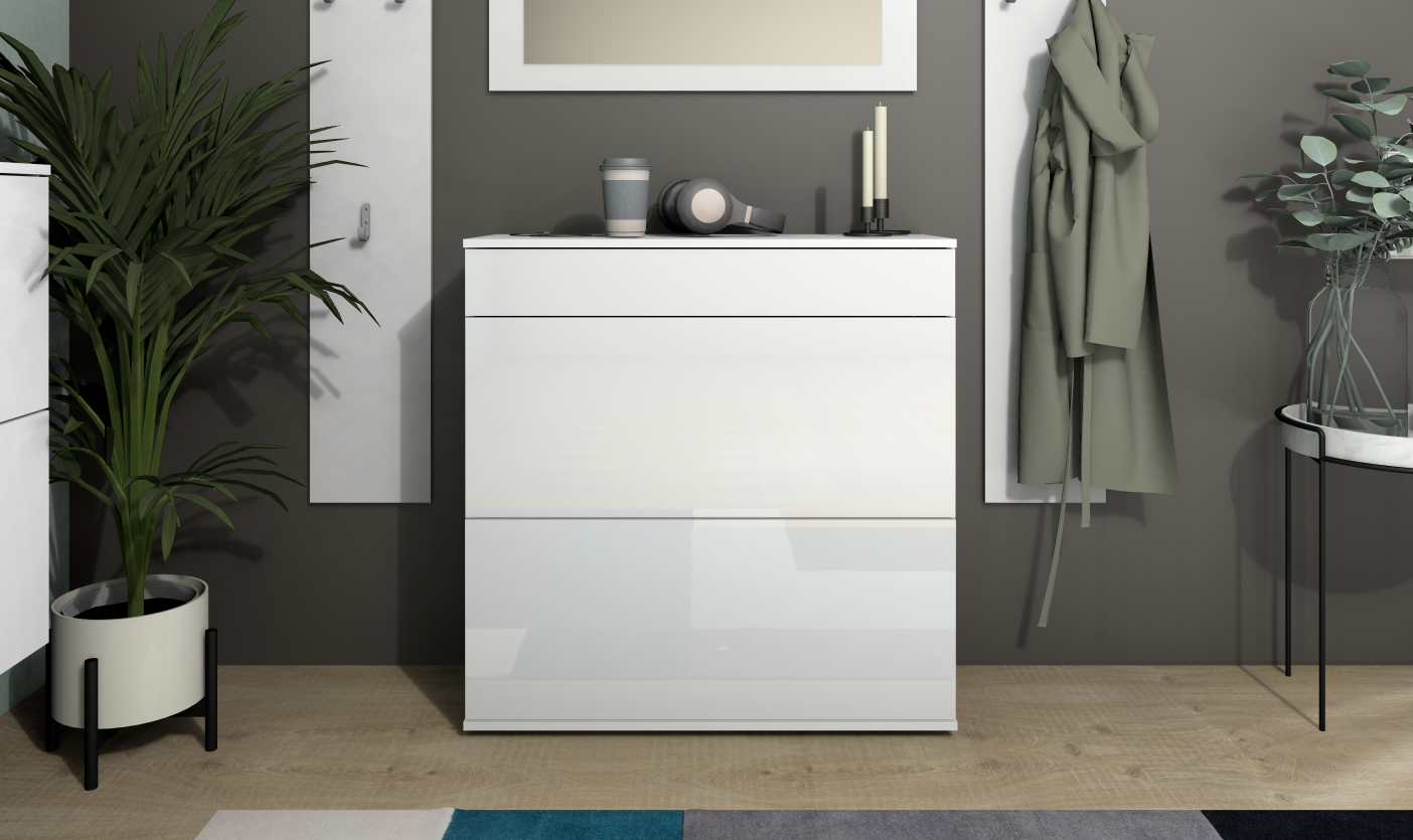 Schuhschrank Weiß Hochglanz "Torben"