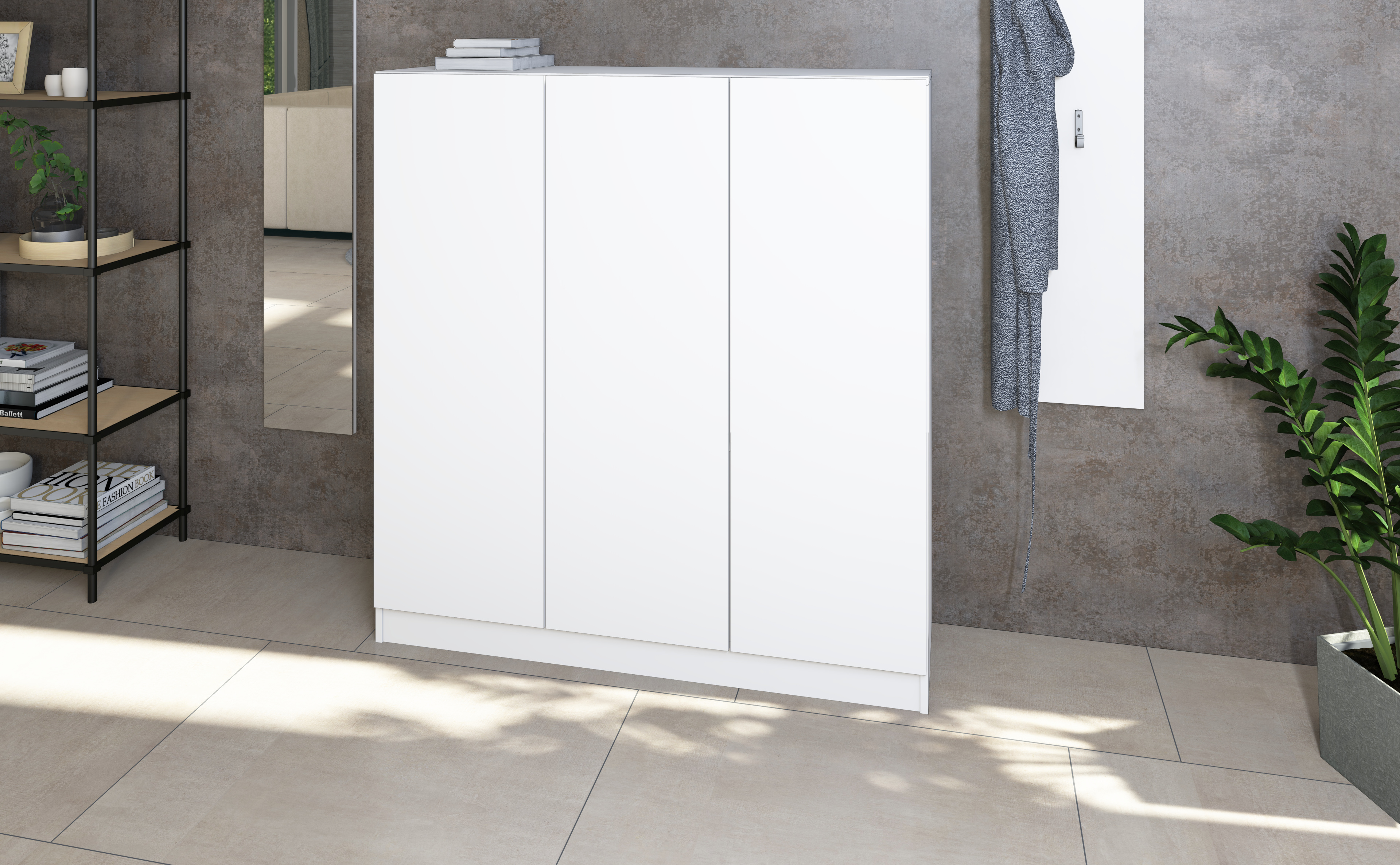 83833116_SCU_3T_weiss-matt_03 Schuhschrank VAASA mit 3 Türen in weiß matt