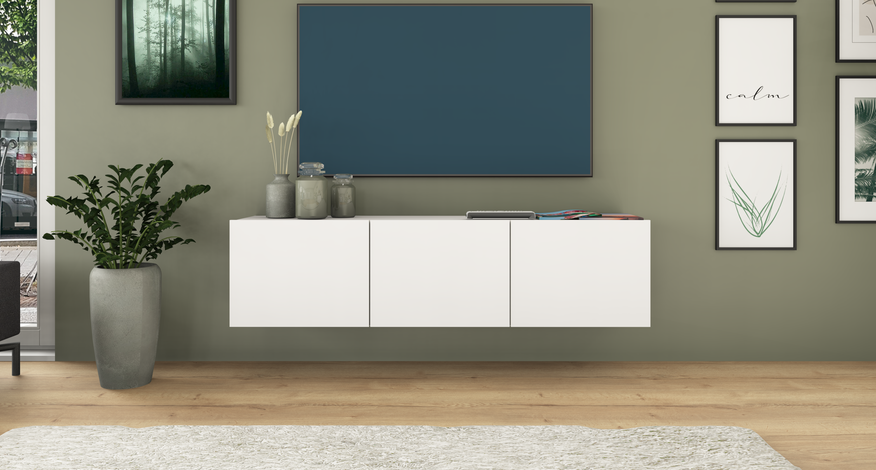 Sophia-LB139-3T-weiss-matt_02 Lowboard Weiß Matt "Sophia" 139 cm, 3-türig