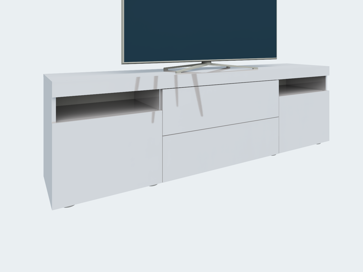 Lowboard "Kapstadt" 166 cm, Weiß Hochglanz