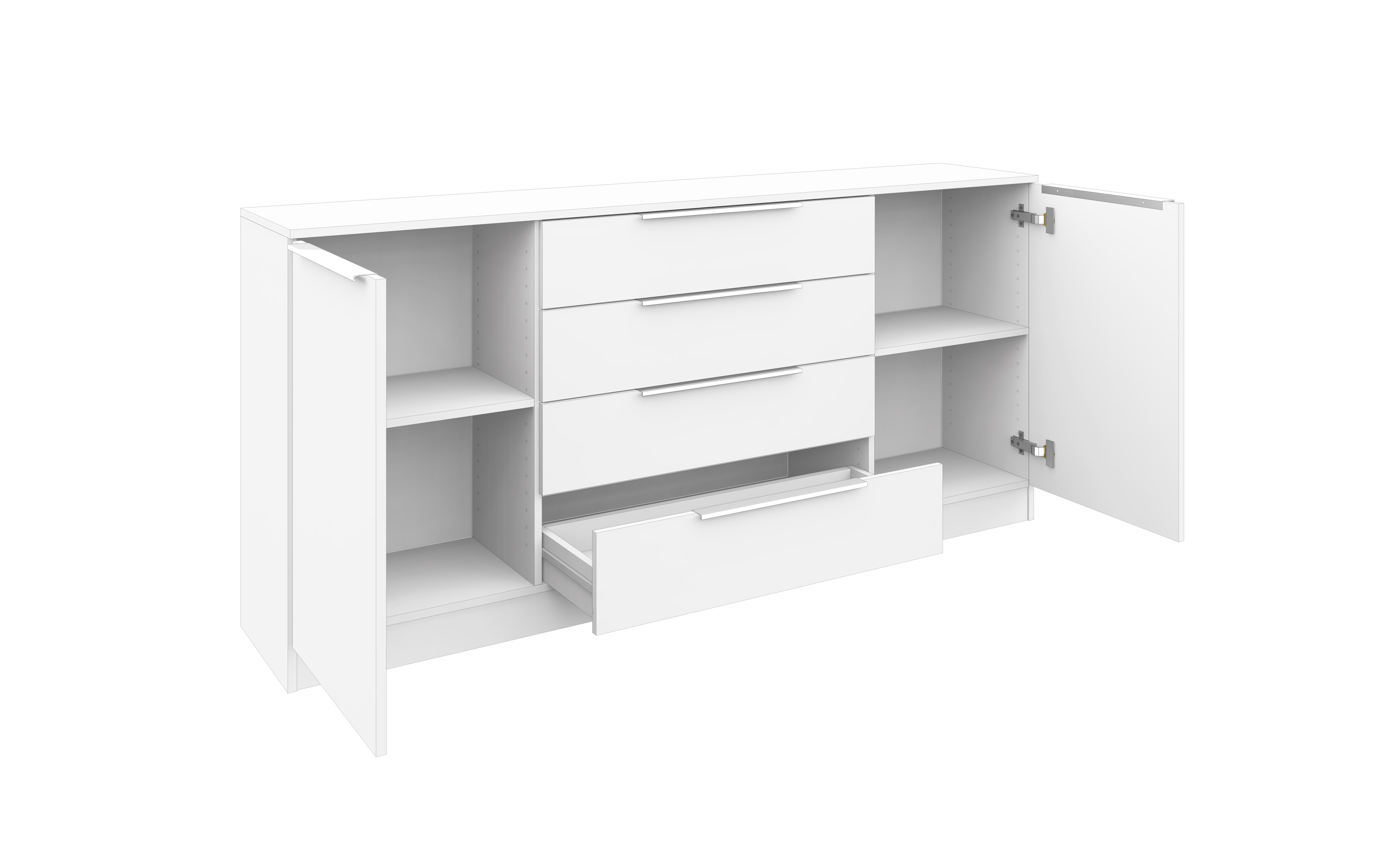 Oliva_SB166_2T_ge-ffnet Sideboard Oliva 166 cm Weiß Matt