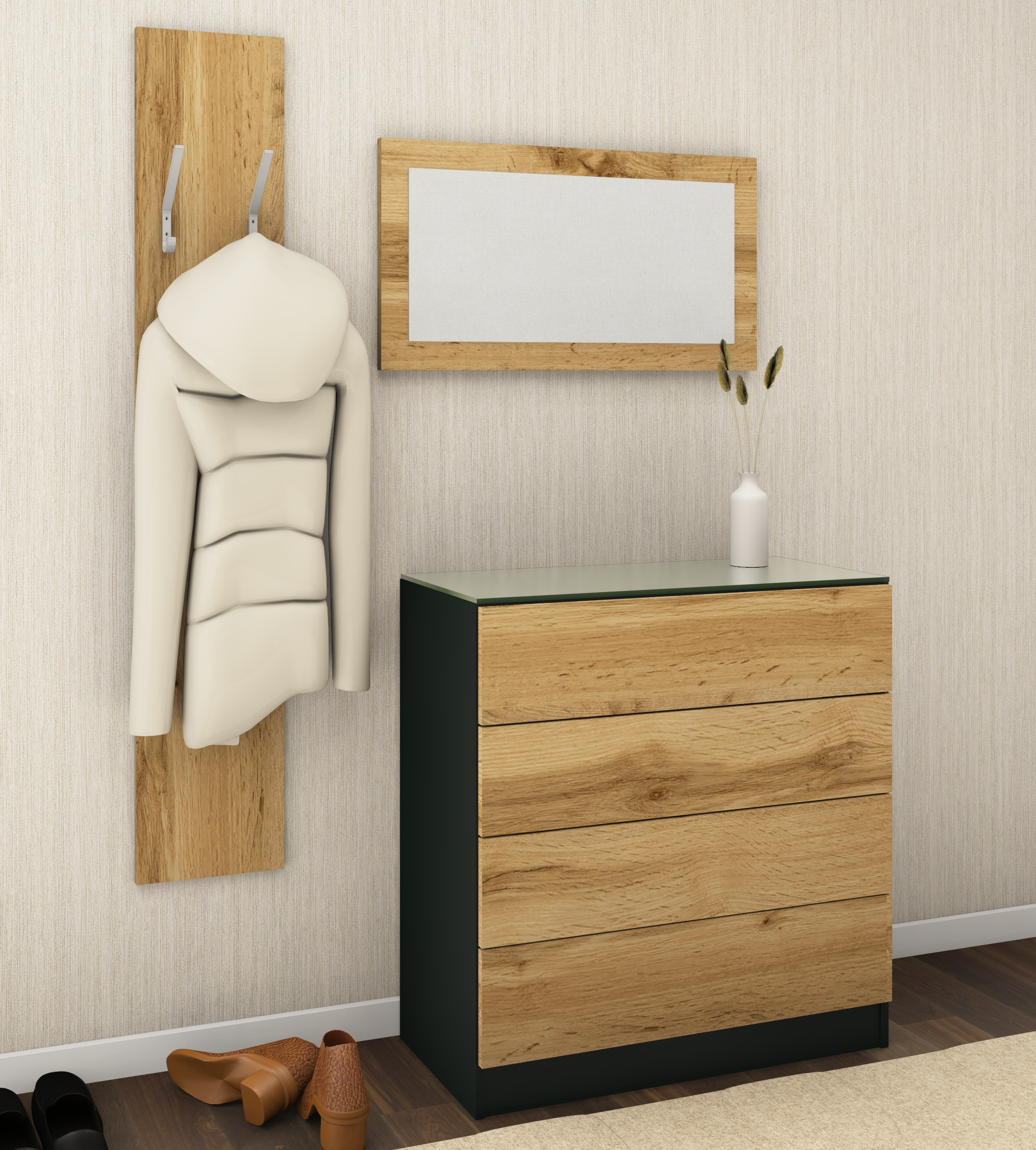 Wandpaneel eiche im Set "Vaasa"