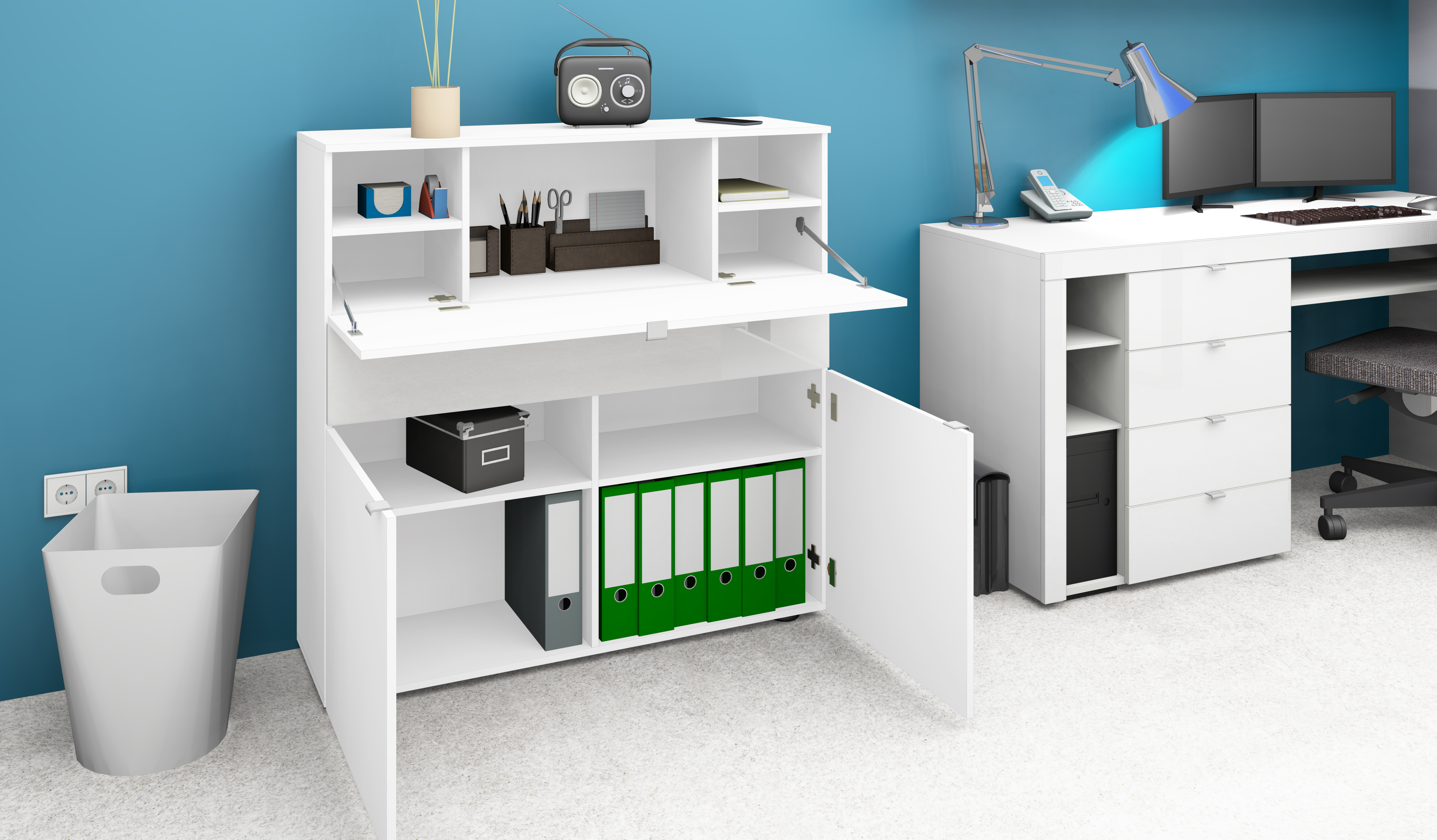 11495841-3 Sekretär Weiß Hochglanz "Wim"