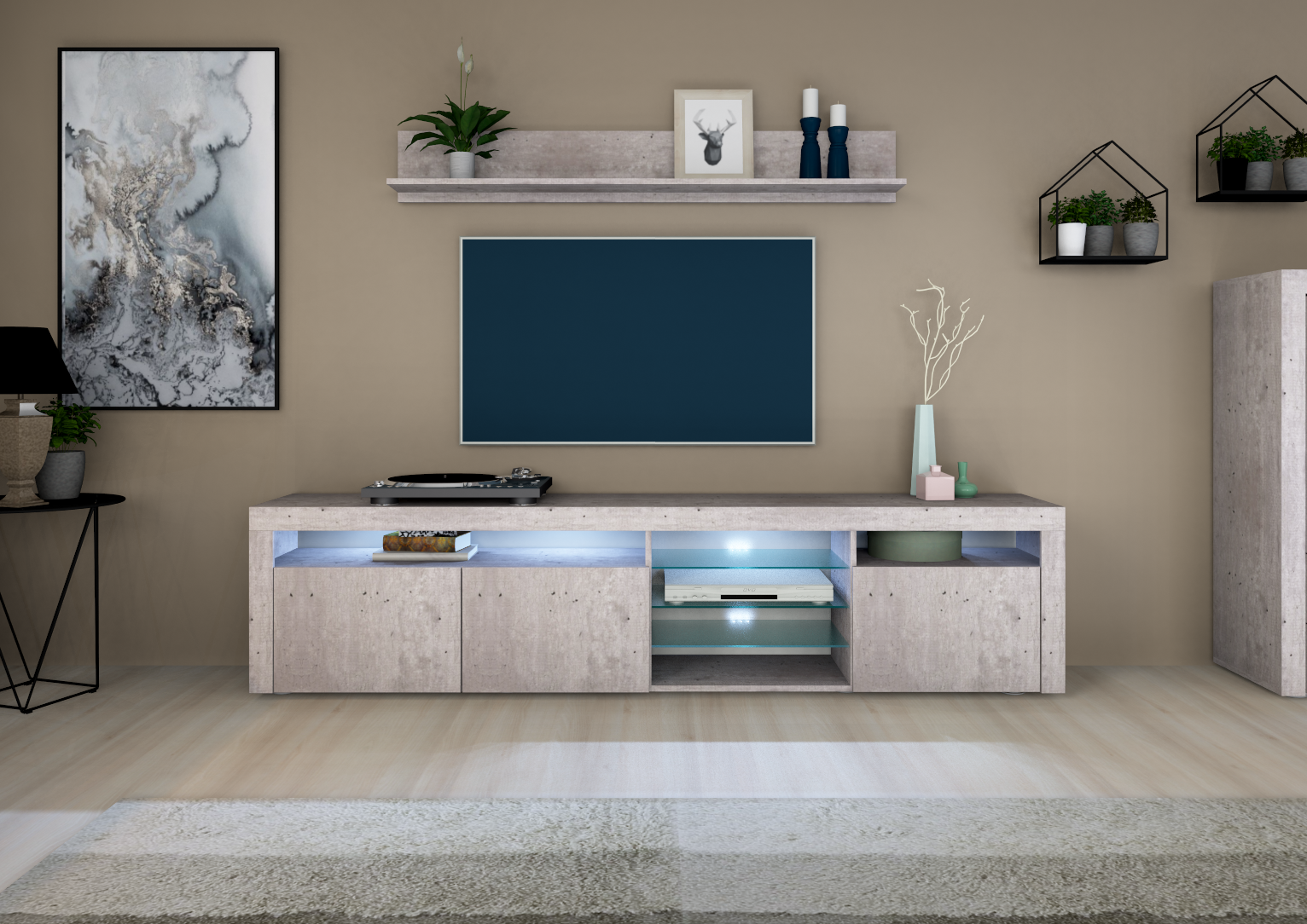 Lowboard Beton-Optik 200 cm "Santa Fé" 