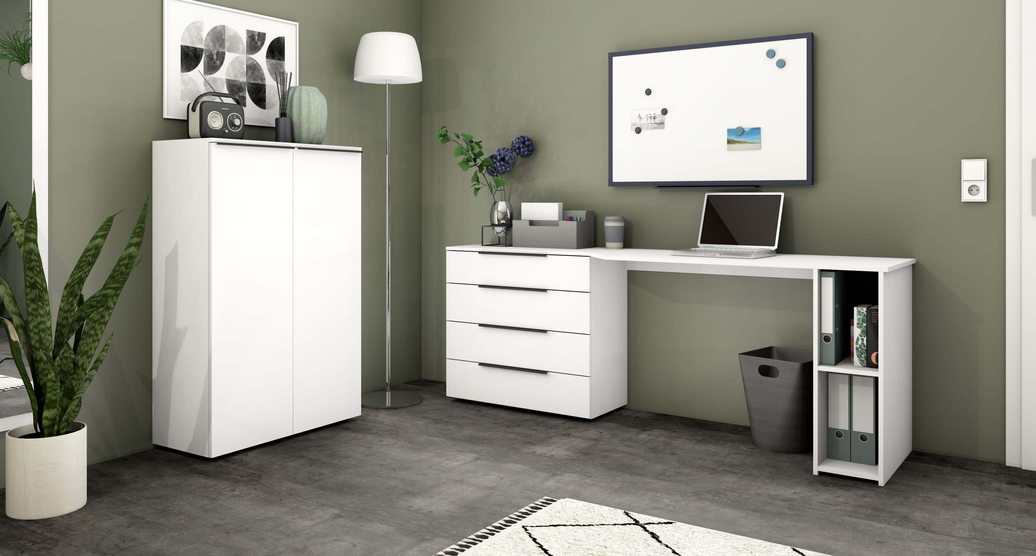 Aktenschrank Weiß Matt "Tom" 2-türig